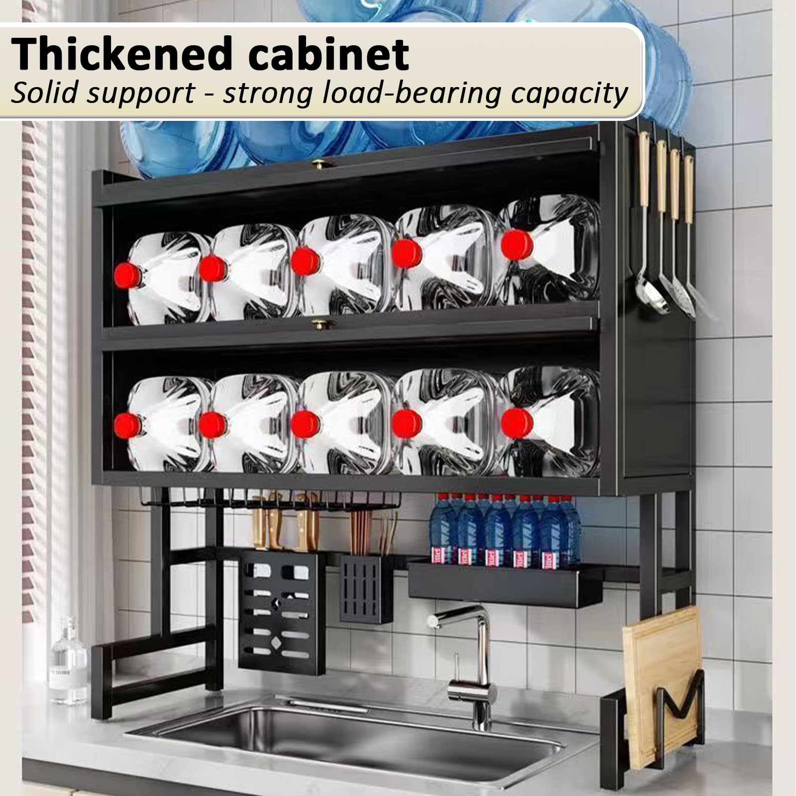 Over The Sink Dish Drainer Drying Rack 4 Tiers with Cover