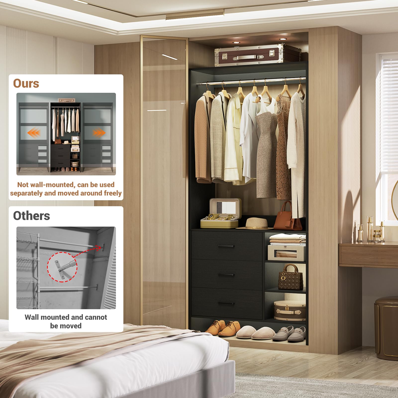 2.5FT Closet System with 3 Drawers