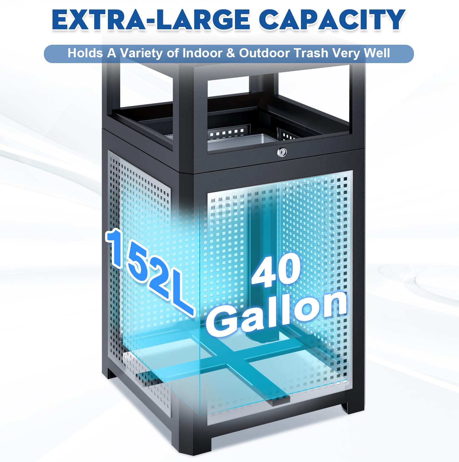 Commercial Outdoor & Indoor Metal Trash Can