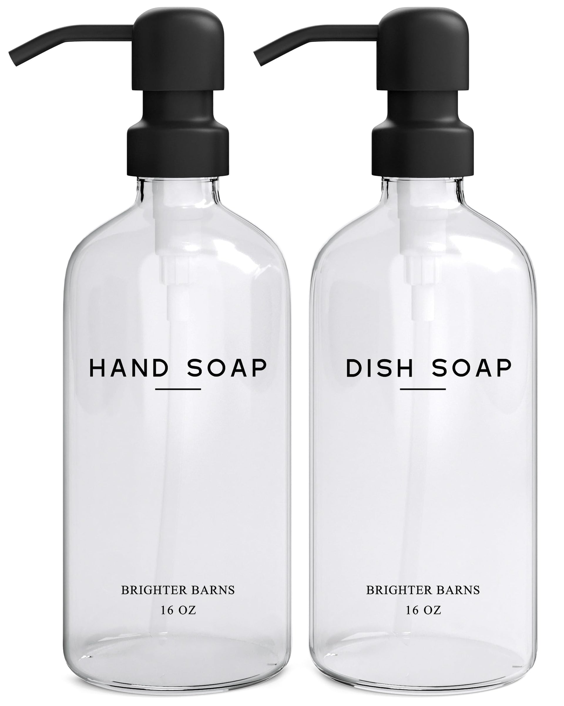 Clear Glass Hand and Dish Soap Dispenser Set by Brighter Barns (2 Count)