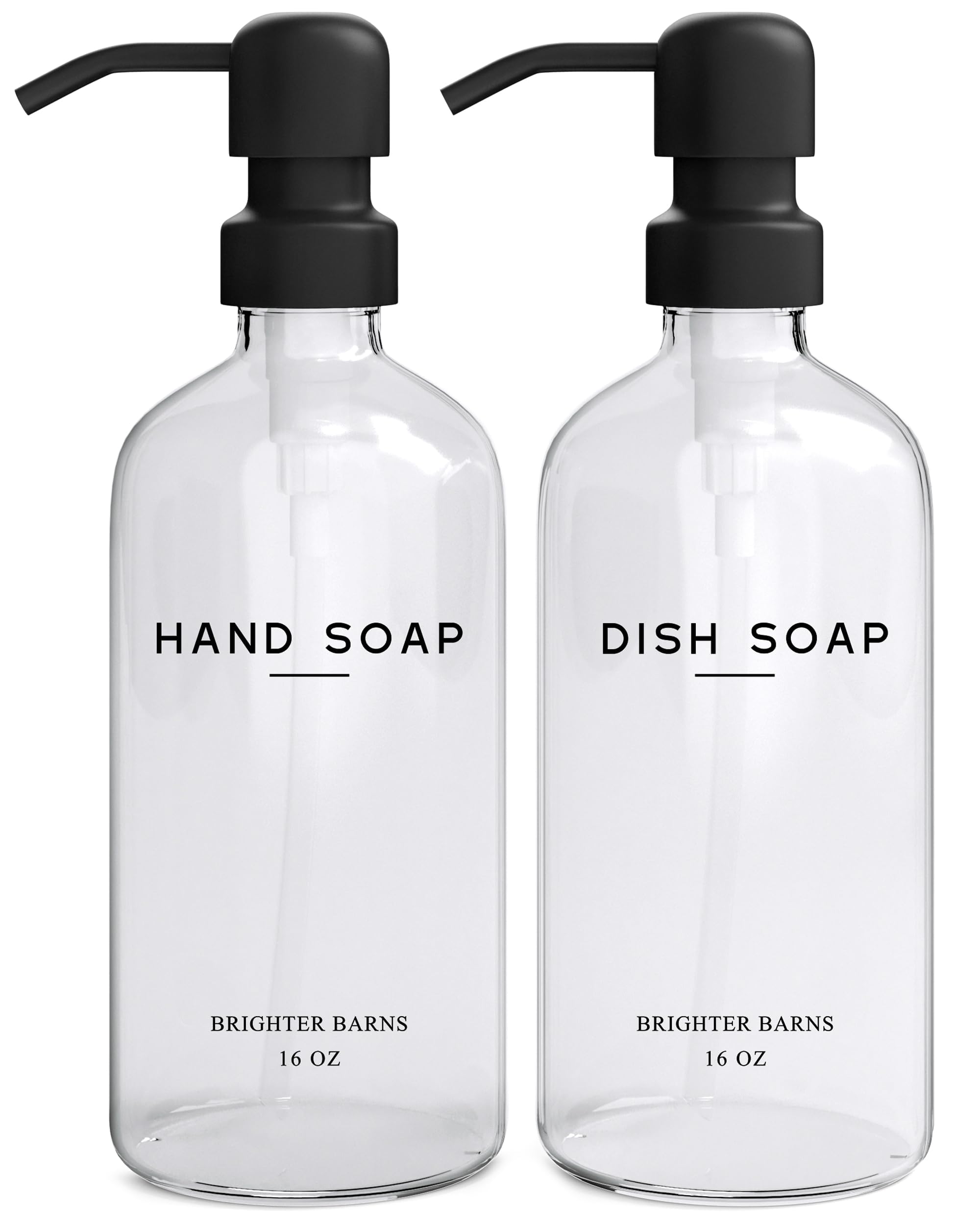 Clear Glass Hand and Dish Soap Dispenser Set by Brighter Barns (2 Count)