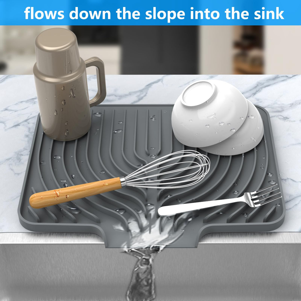 Dish drying mats for kitchen counter