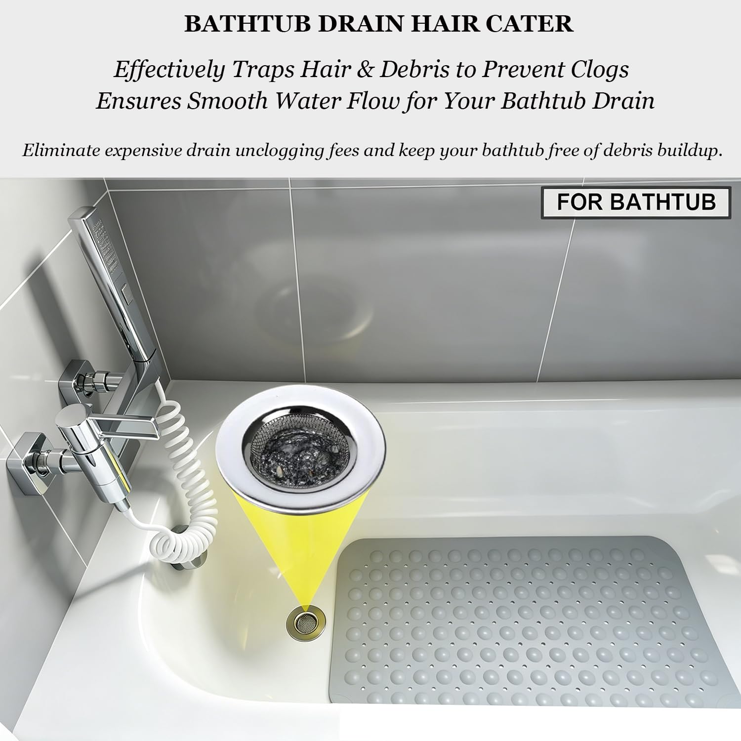 2PCS 1.50" Bathtub Hair Catcher (2 Count)