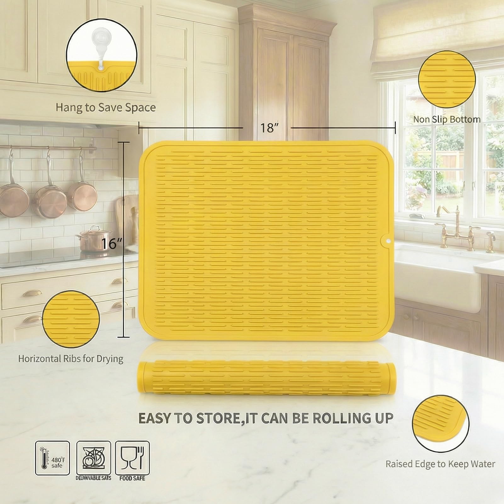 Silicone Dish Drying Mat for Multiple Usage