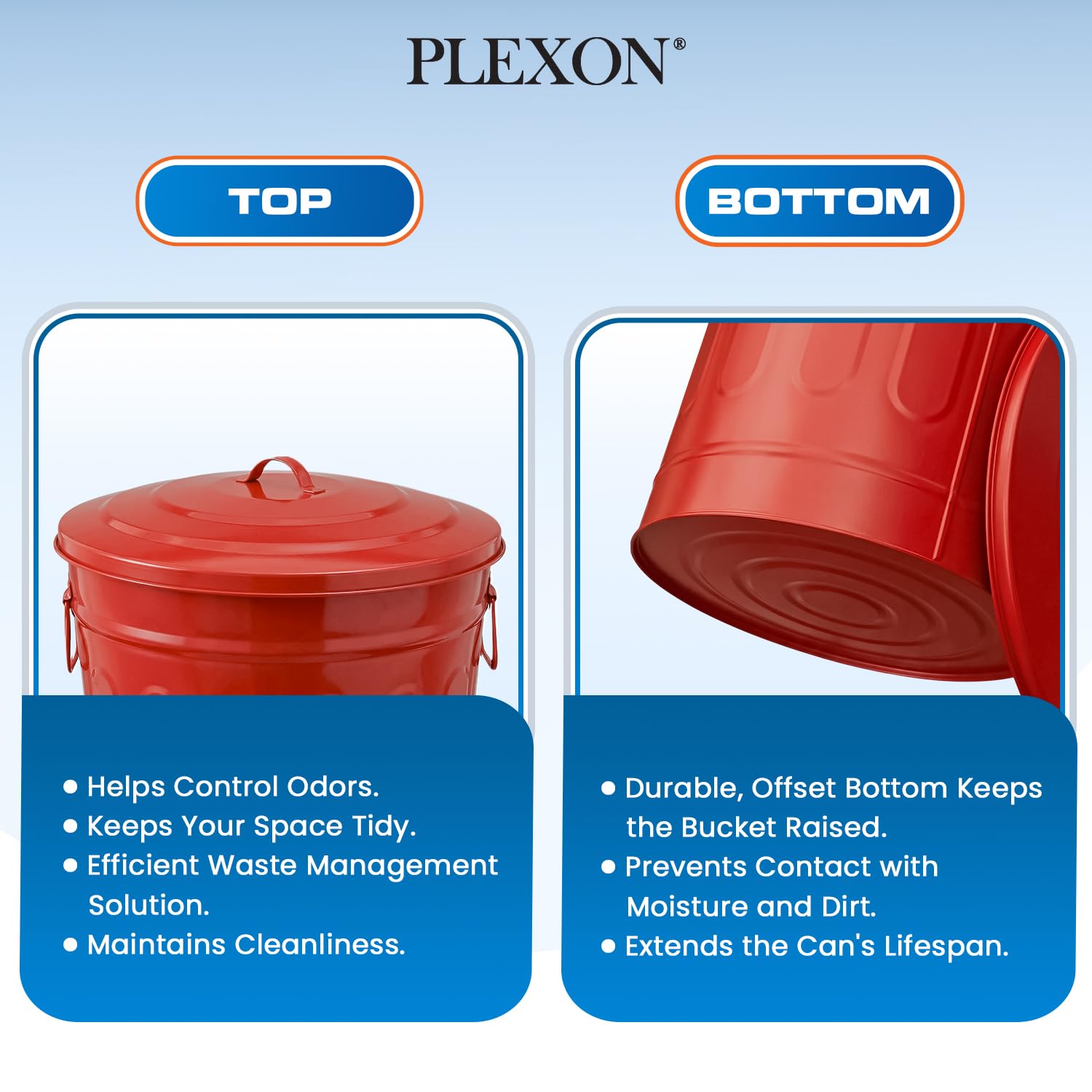 Metal Trash Can with Lid 13 Gallon (2 Count)
