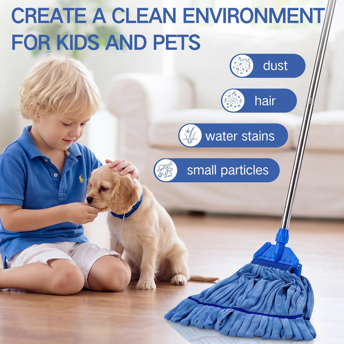 4 Pcs Microfiber Commercial Mop Head Replacement Tube Industrial Looped End Mop Heads Refill for Floor Cleaning for Home Commercial Industrial Use (4 Count)