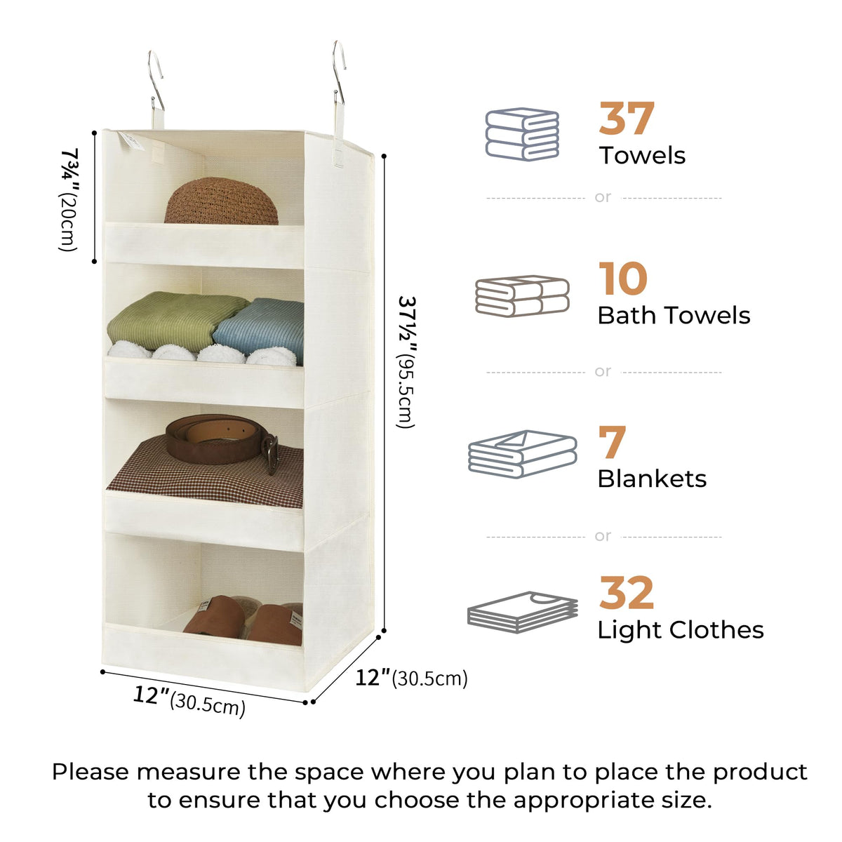 4 Shelf Hanging Closet Organizer (2 Count)