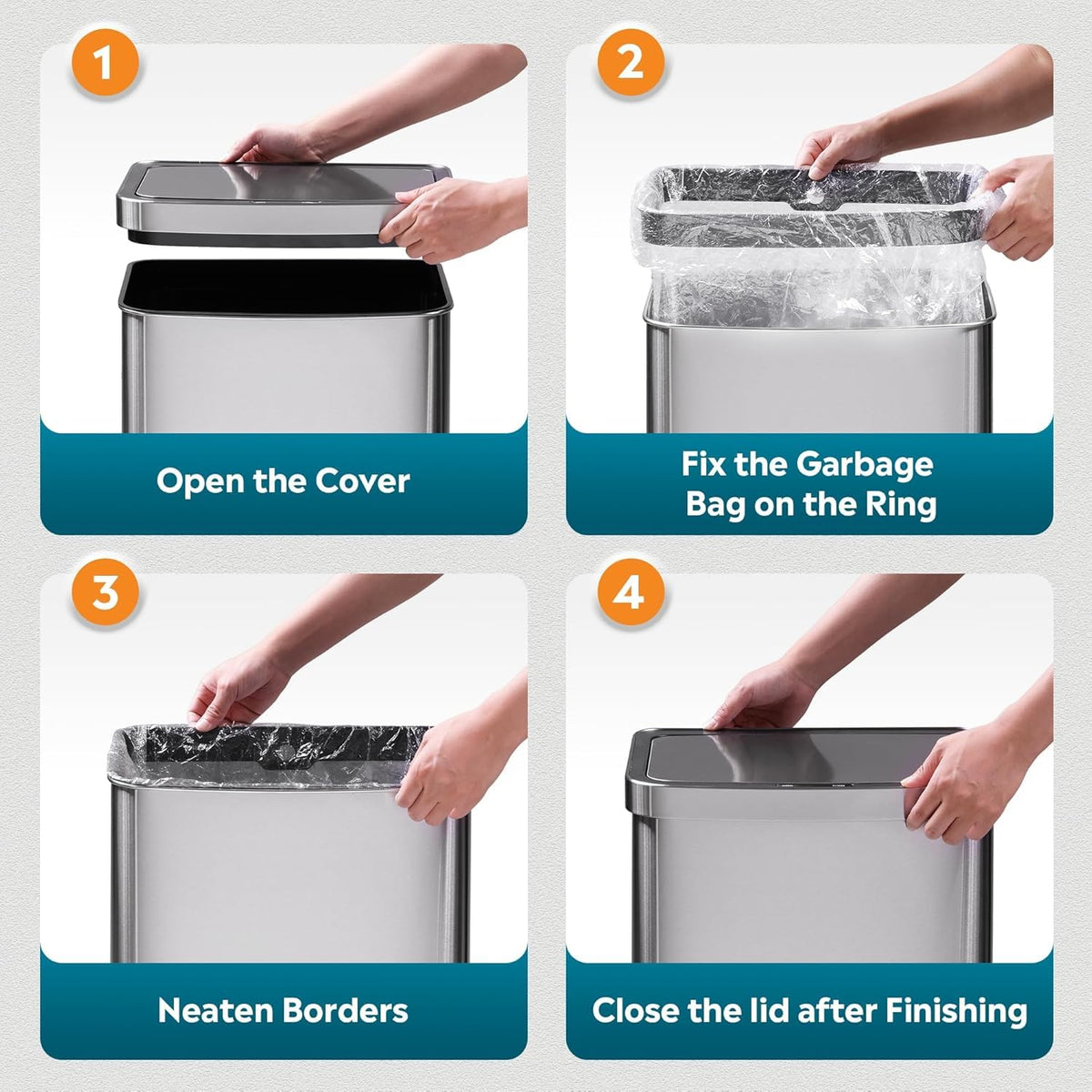 16 Gallon Touchless Motion Sensor Trash Can (60 Count)
