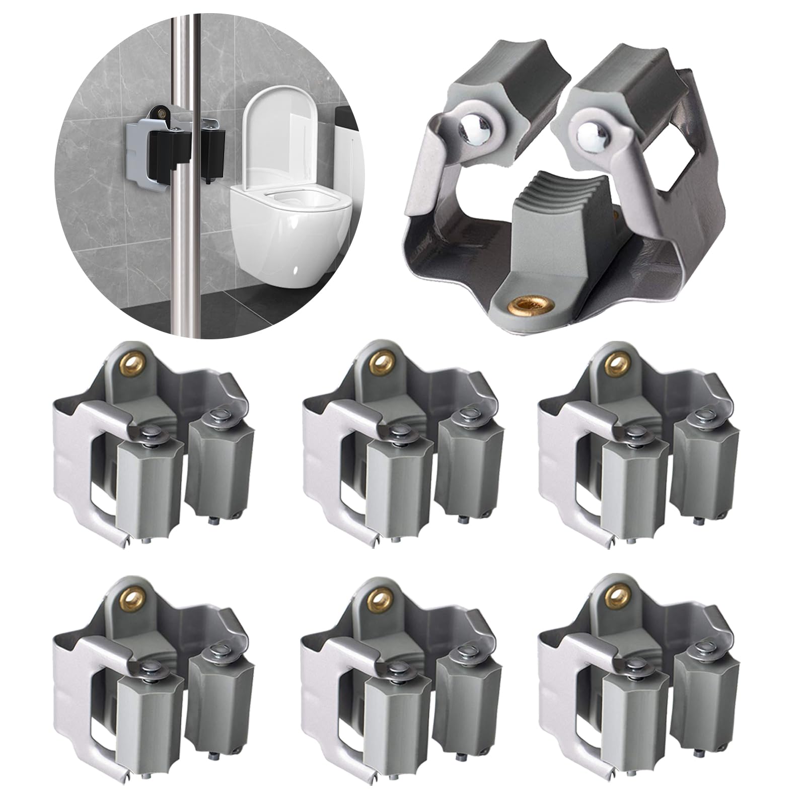 Mop and Broom Holder Wall Mount 6 Pack (6 Count)