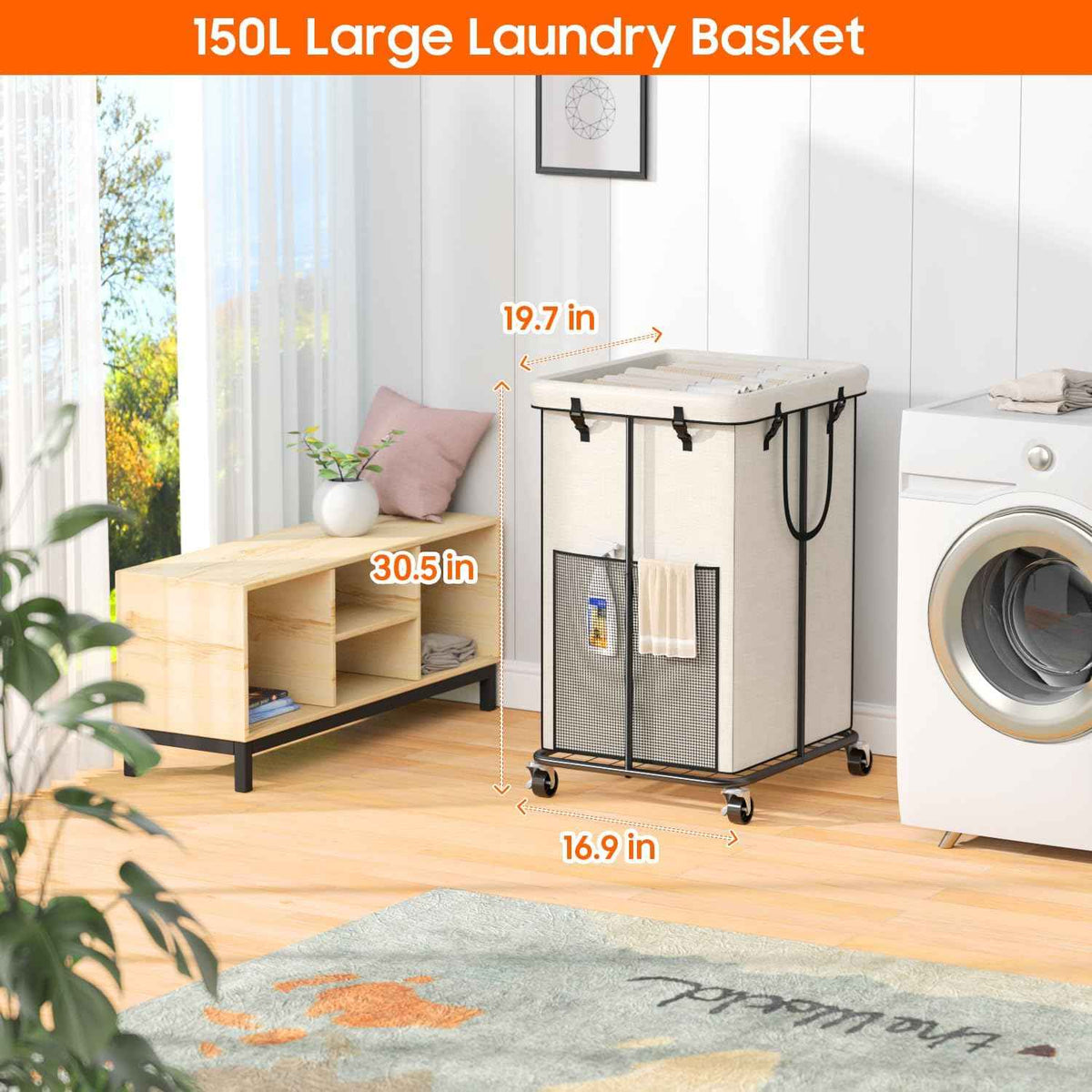 Laundry Hamper with Wheels (99.68 Ounce)