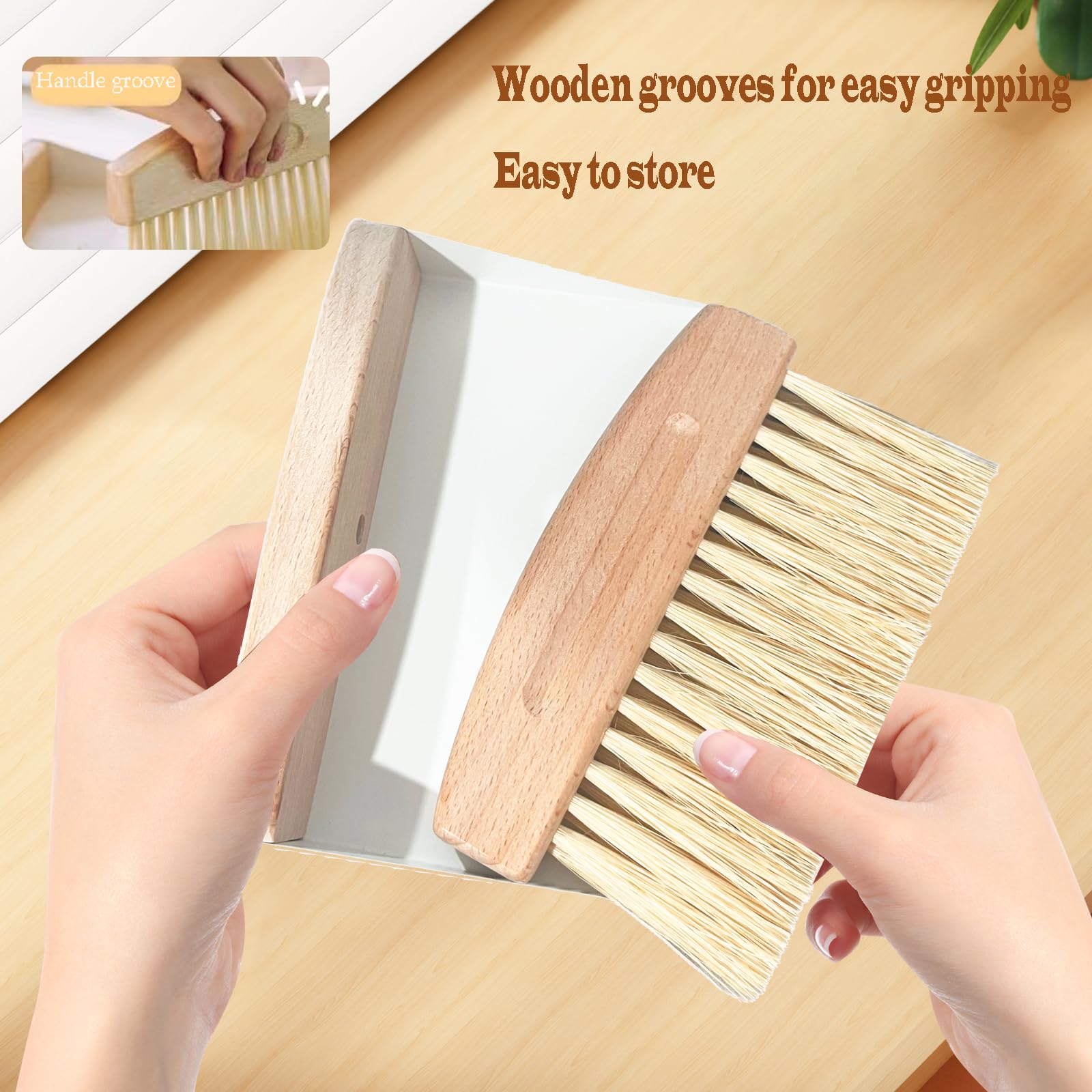 Mini Broom and Dustpan Set Small Metal Dustpan and Brush Set Hand Whisk Broom for Home Office Desktop Sofa Pet Care Household Cleaning