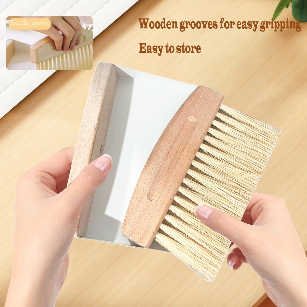 Mini Broom and Dustpan Set Small Metal Dustpan and Brush Set Hand Whisk Broom for Home Office Desktop Sofa Pet Care Household Cleaning