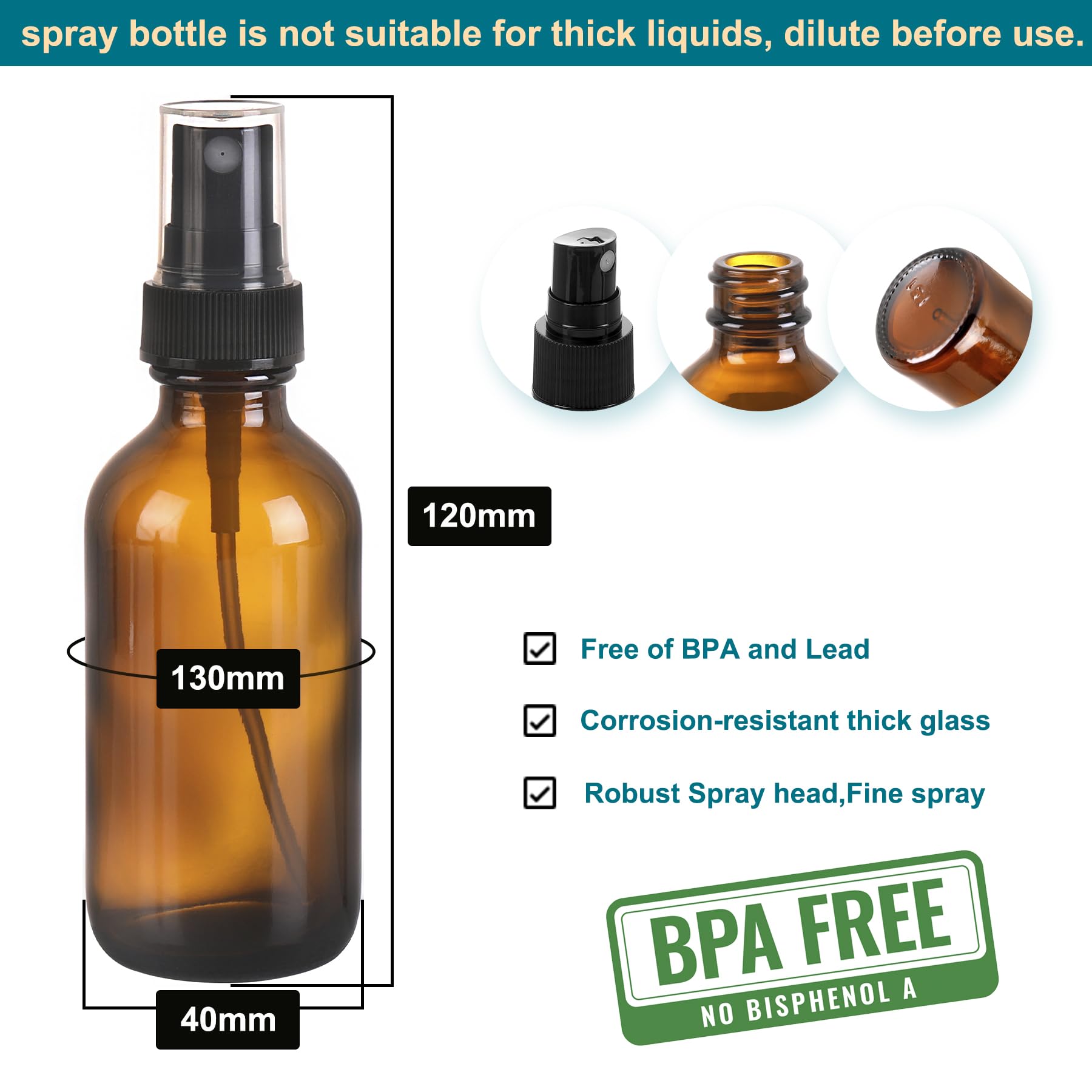 Amber Glass Small Spray Bottle 2 oz 24 Packs (24 Count)