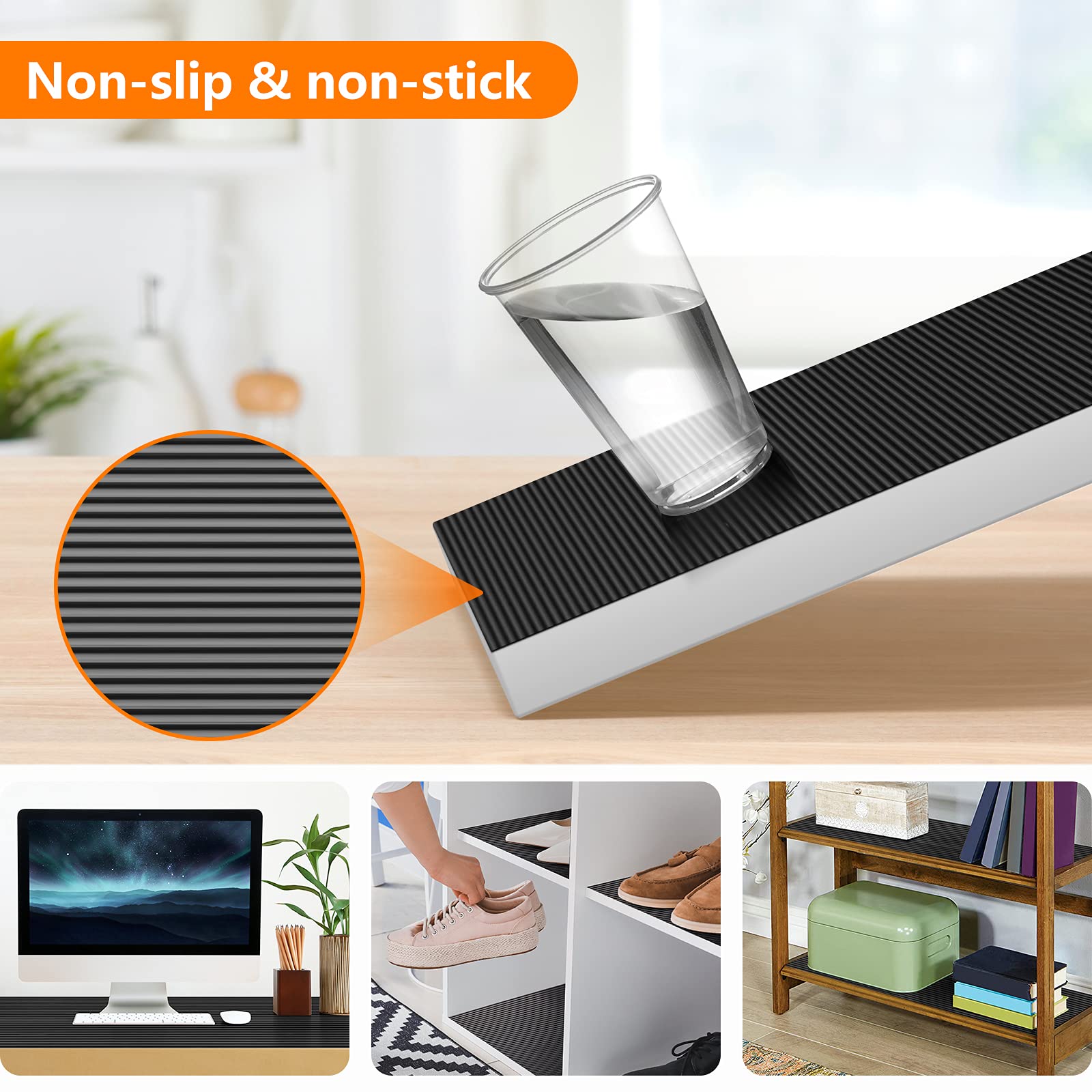 Shelf Liners for Kitchen Cabinets Non Adhesive Drawer Liner EVA Material Cupboard Mat Refrigerator Mats Washable Fridge Liner for Cabinet (18.9098611111111 Sq Ft)