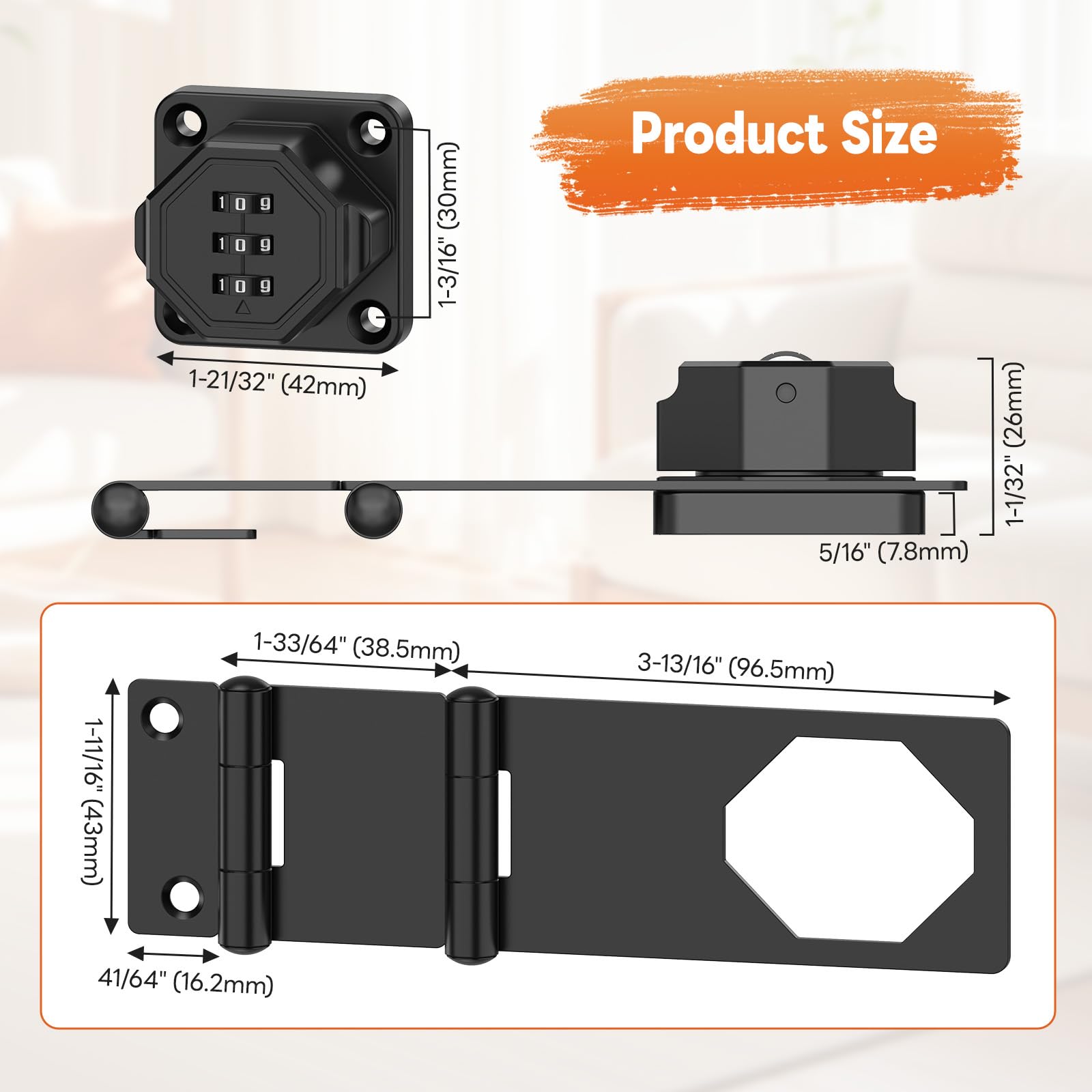 90 Degree 3 Digit Combination Cabinet Lock