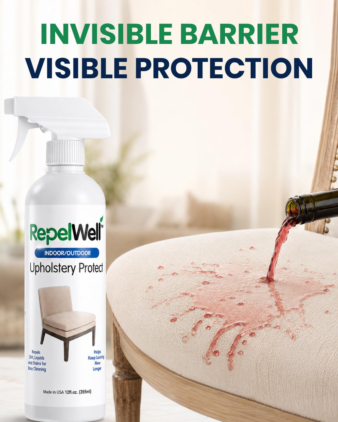 Non Toxic Fabric Protector Spray for Upholstery & Furniture (12 Fl Oz)