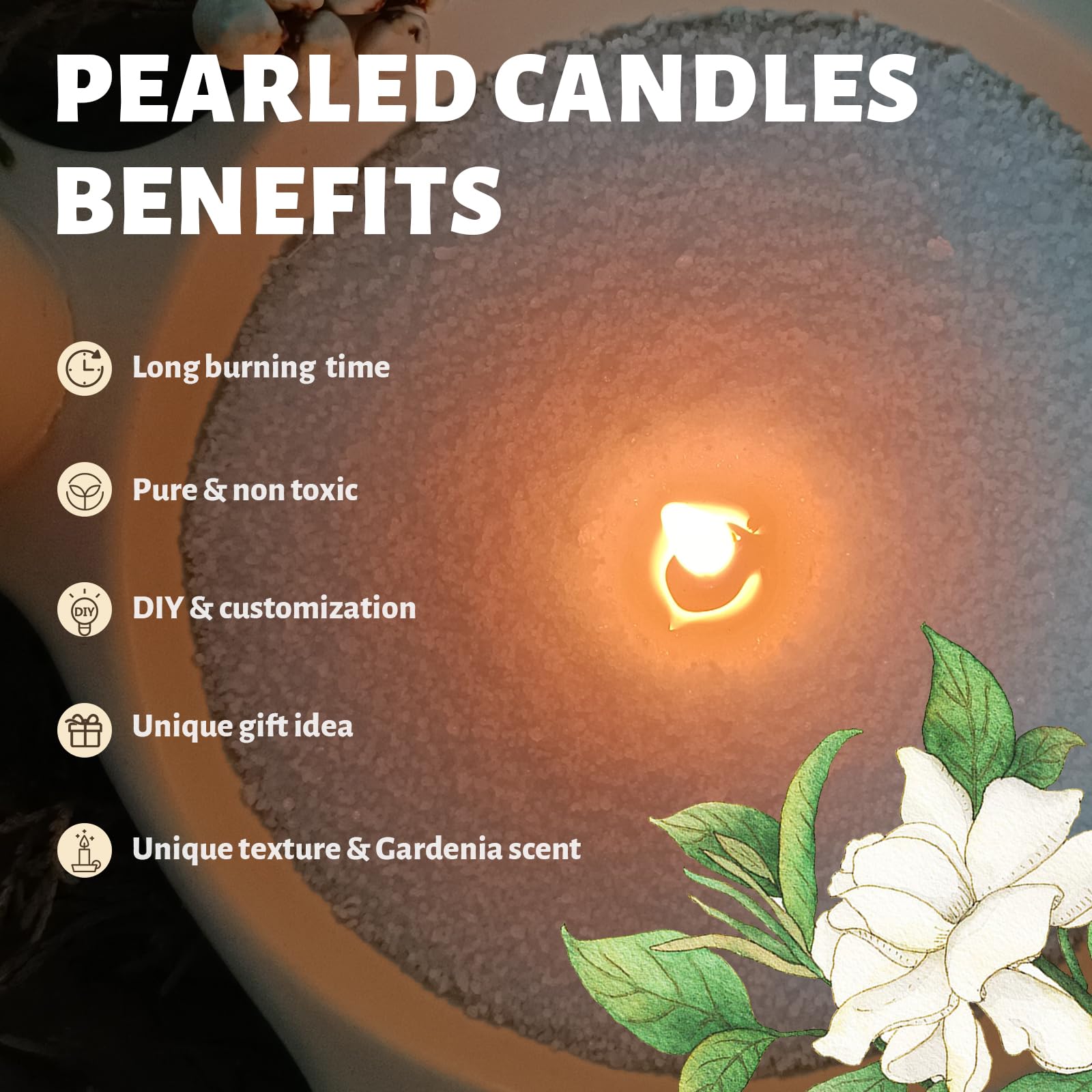 White Pearled Candle 18oz Luxury Sand Candle Granulated Wax (18 Ounce)