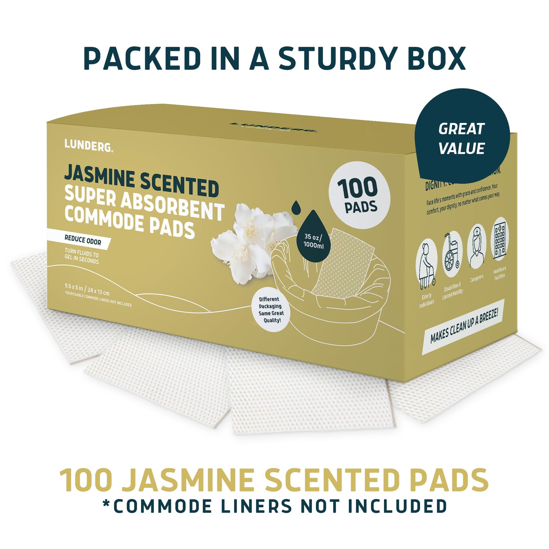 Jasmine Scented Super Absorbent Commode Pads (100 Count)
