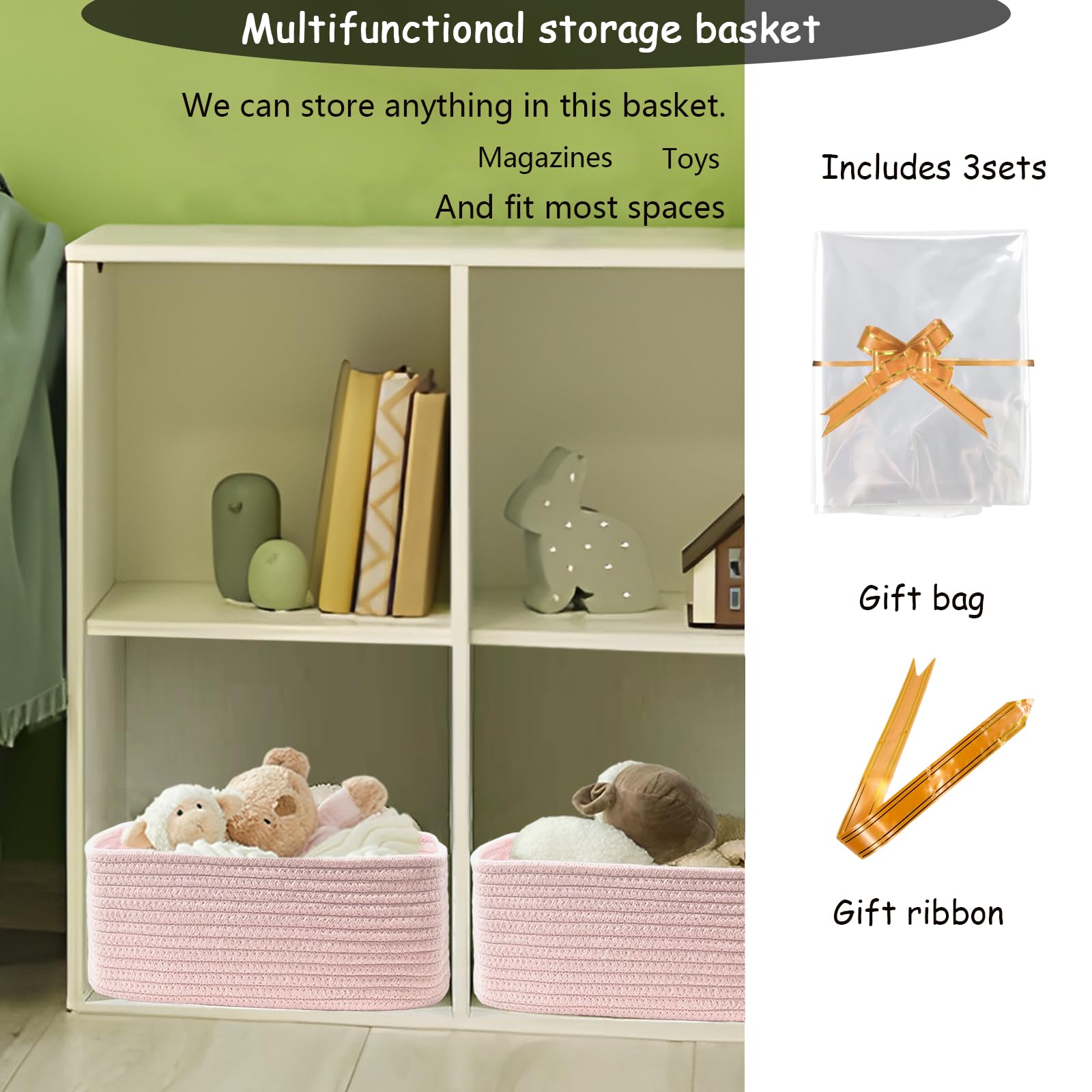 13" x 8.5" x 5.1" Storage Baskets for Organizing (3 Count)