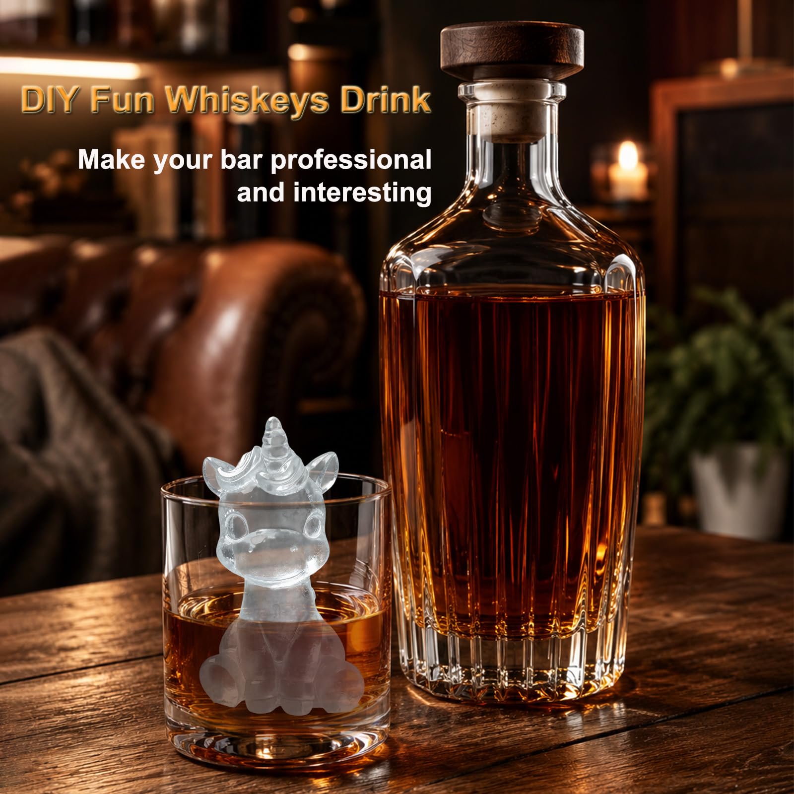 3D Unicorn Ice Cube Silicone Molds Tray for Whiskey (2 Count)