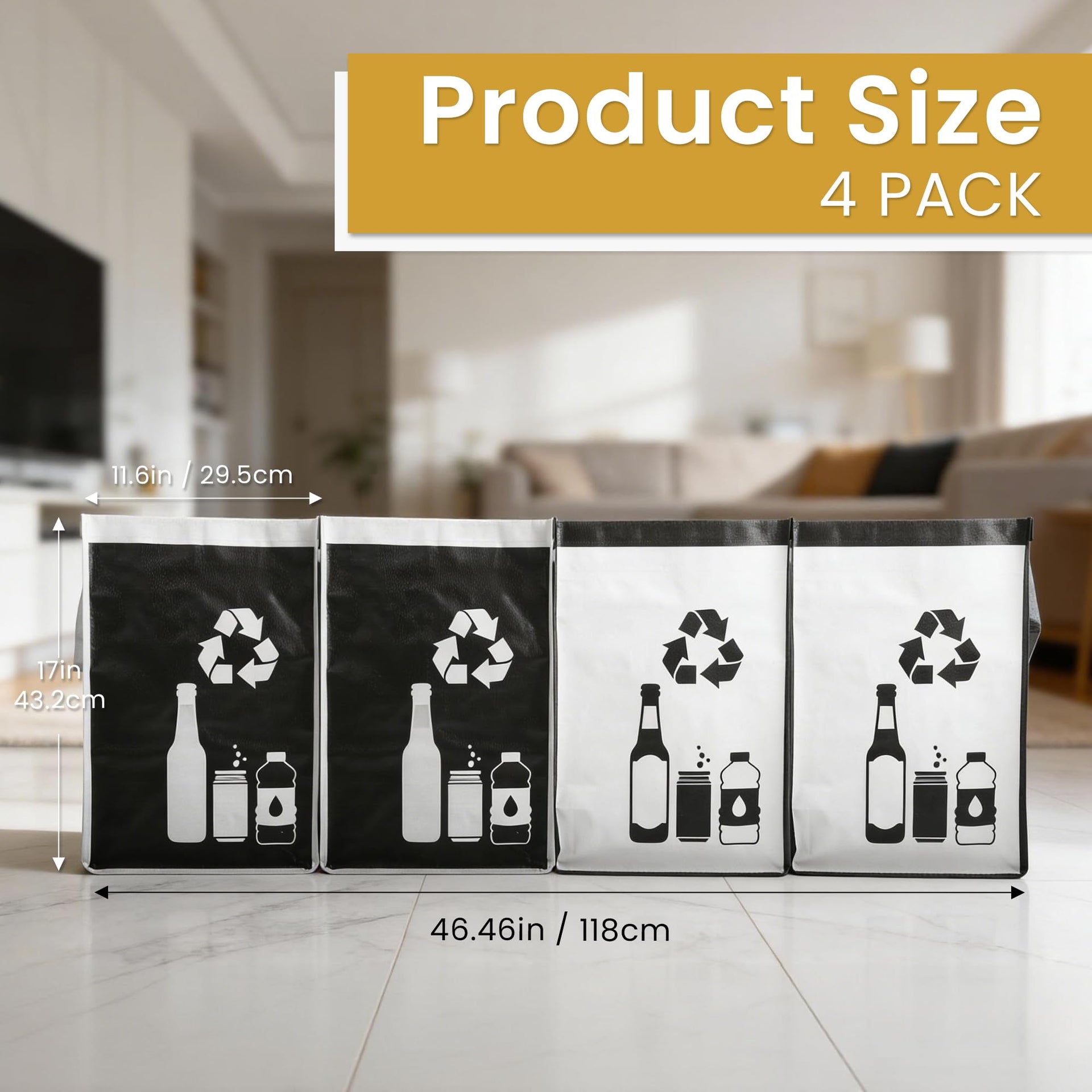 Recycle Waste Bag for Kitchen Home (4 Count)