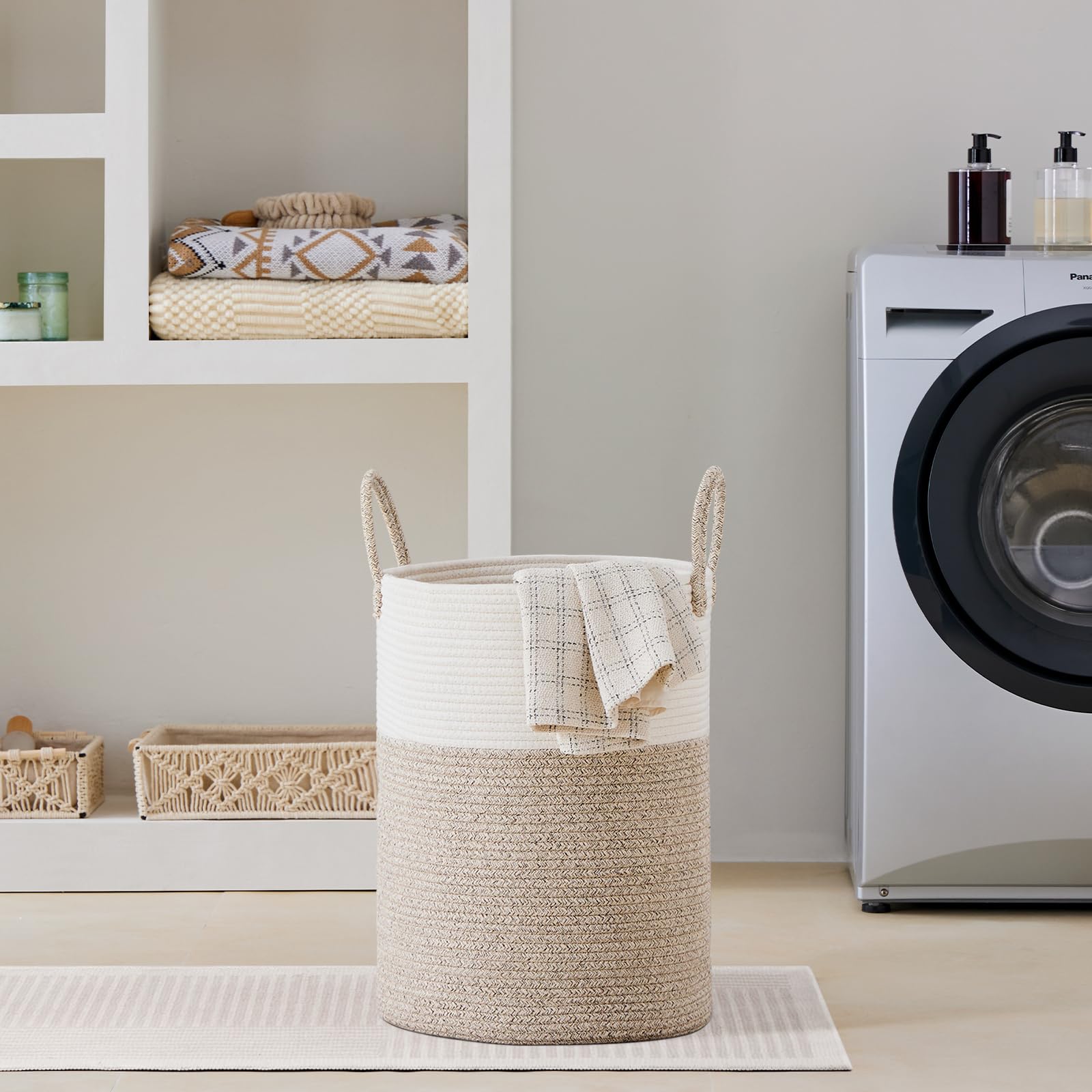 53L Tall Woven Laundry Basket Hamper