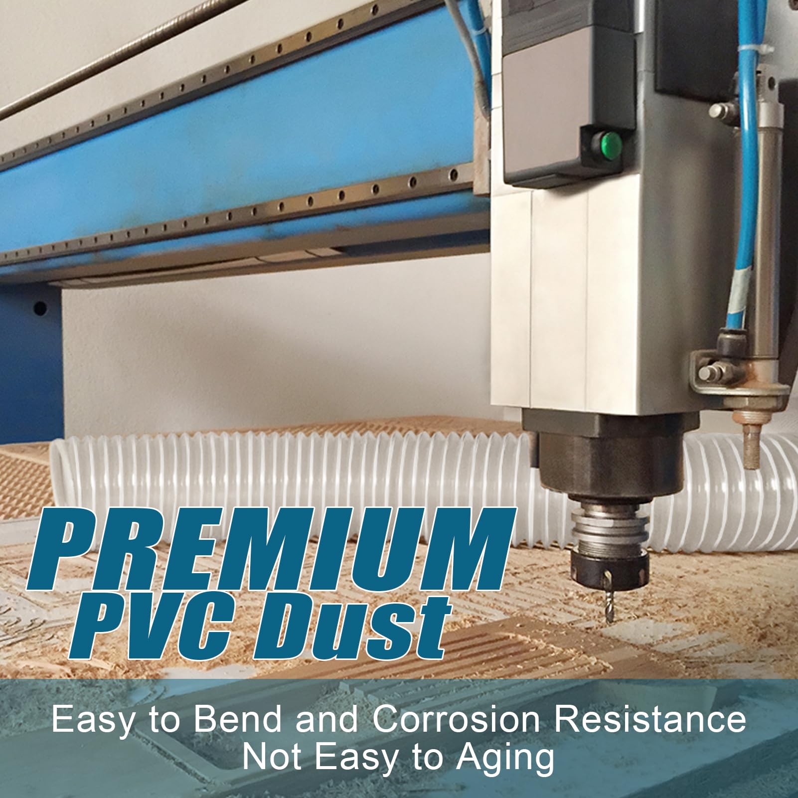 6"x5' PVC Dust Collection Hose with 2 Stainless Clamps for Woodworking