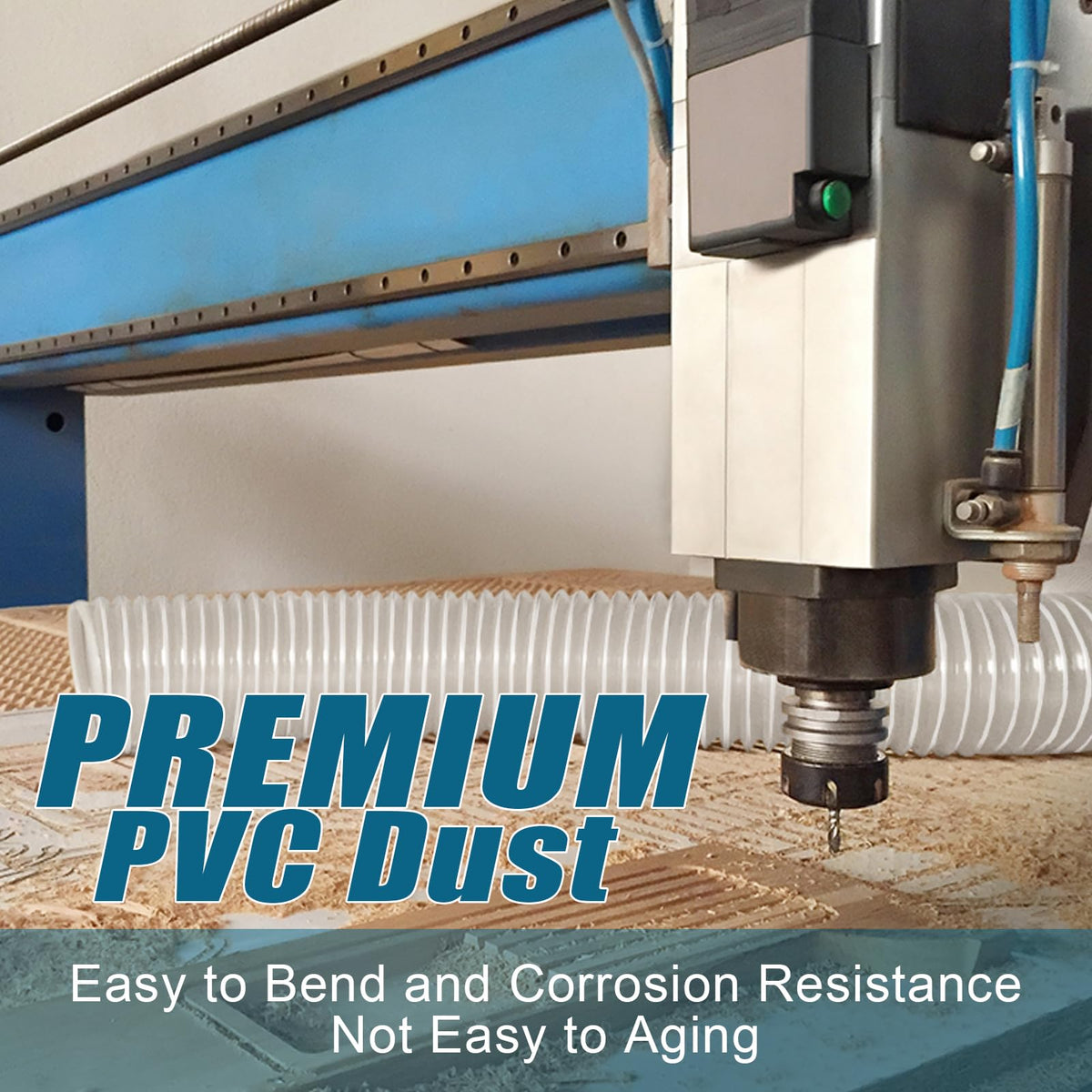 6"x5' PVC Dust Collection Hose with 2 Stainless Clamps for Woodworking
