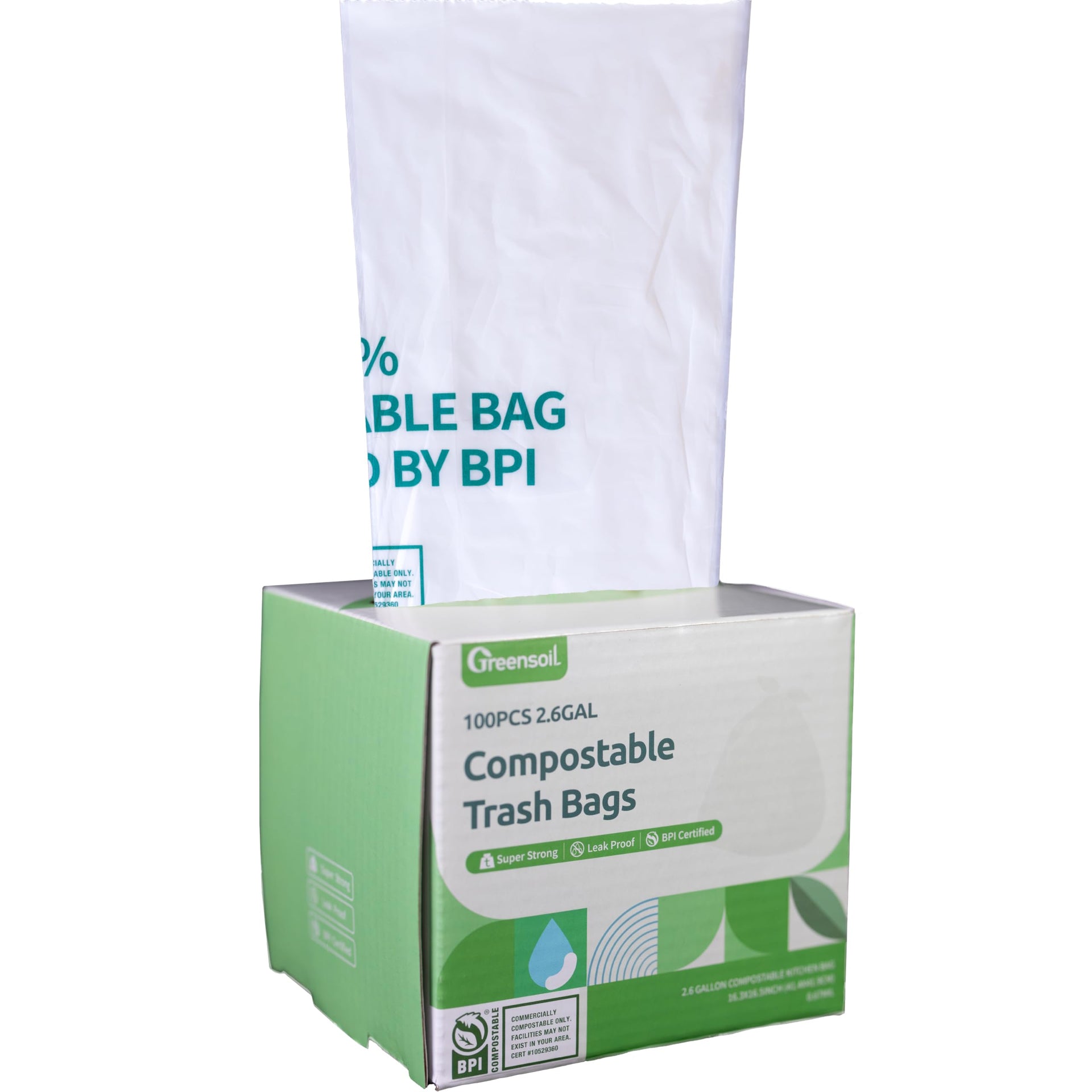 100% Compostable Waste Bags 2.6 Gallon (100 Count)