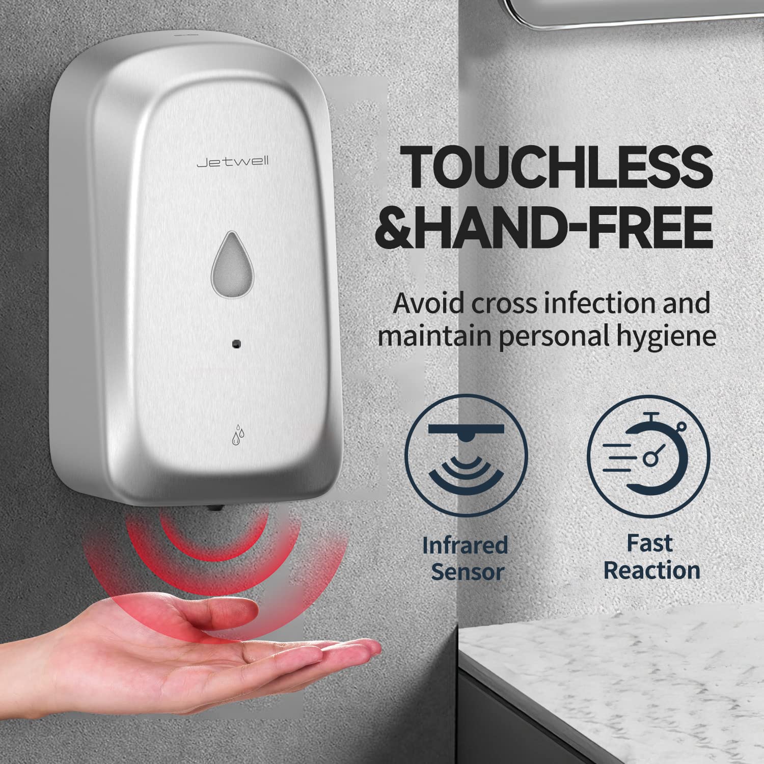 Touchless Wall Mount Stainless Steel Soap Dispenser 34OZ