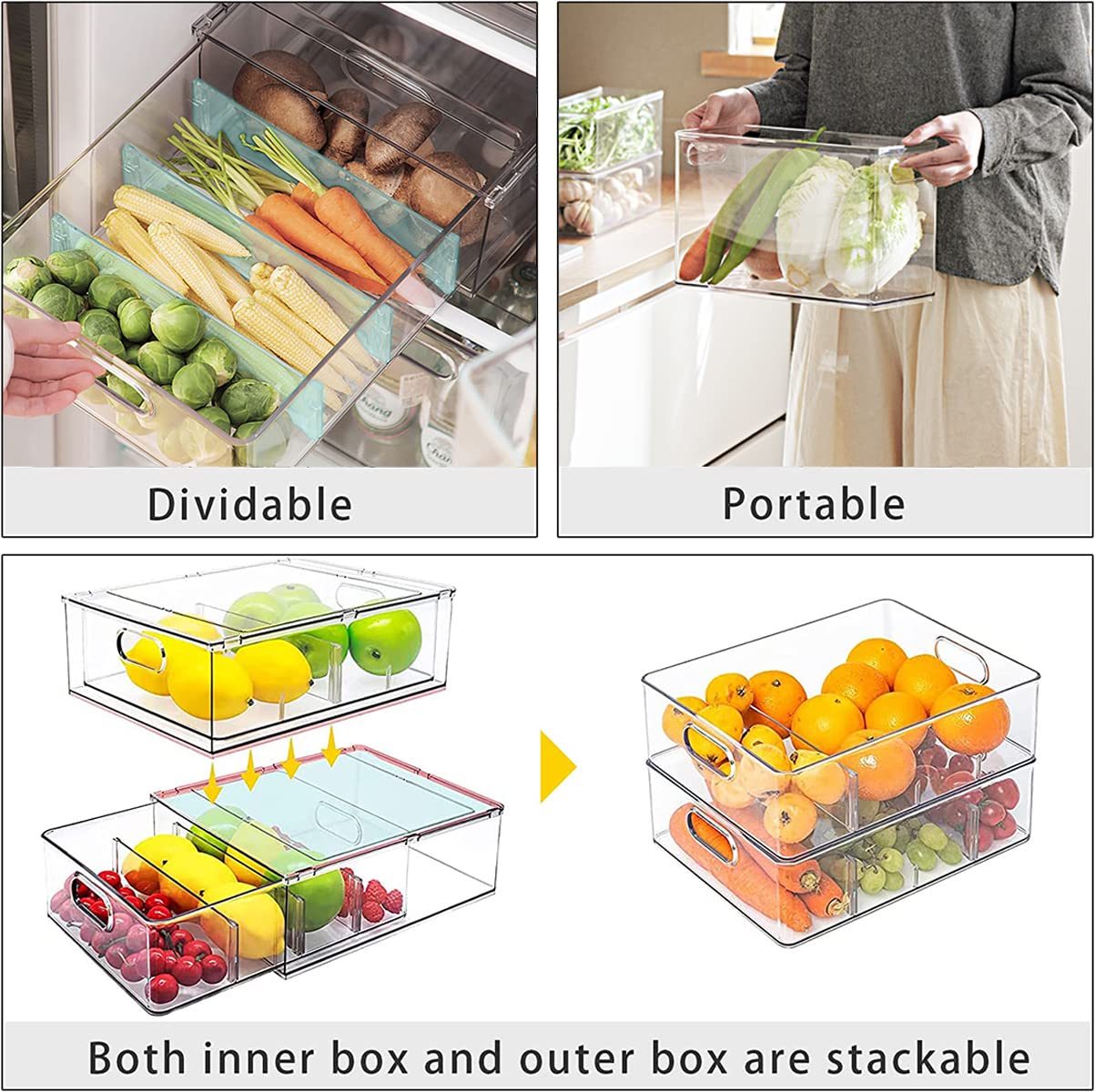 2Pack Stackable Fridge Drawers Pull (2 Count)