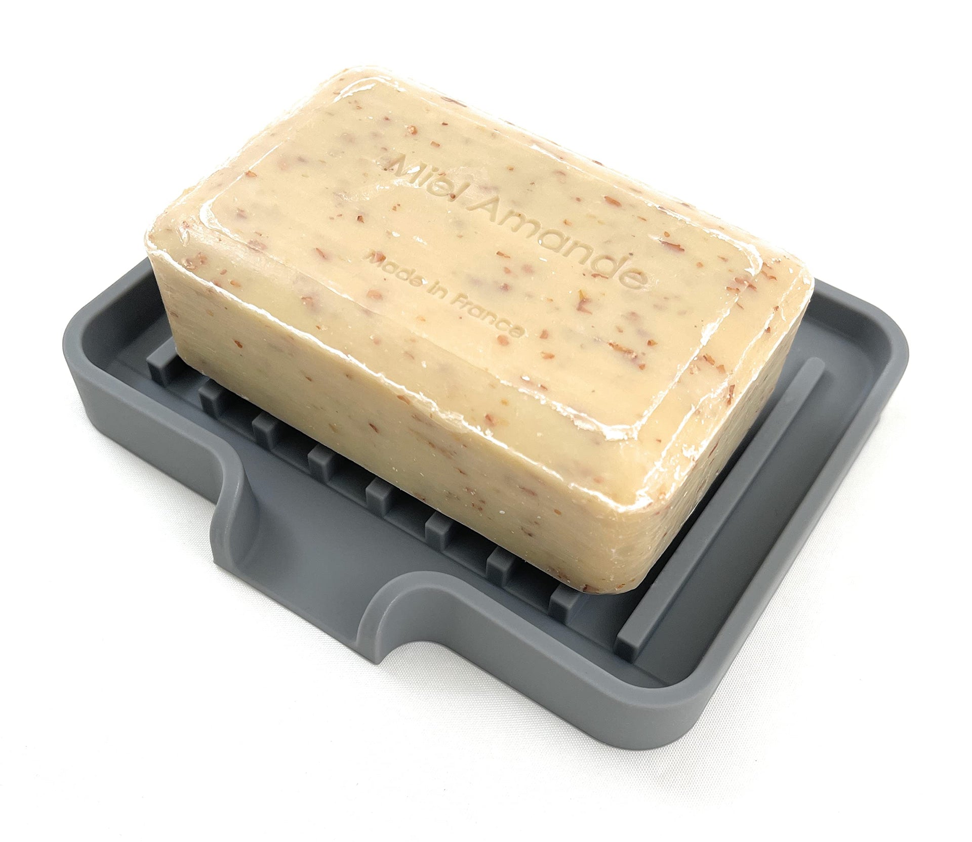 Silicone Soap Dish Tray and Sponge Holder with Drain Chute (2 Count)