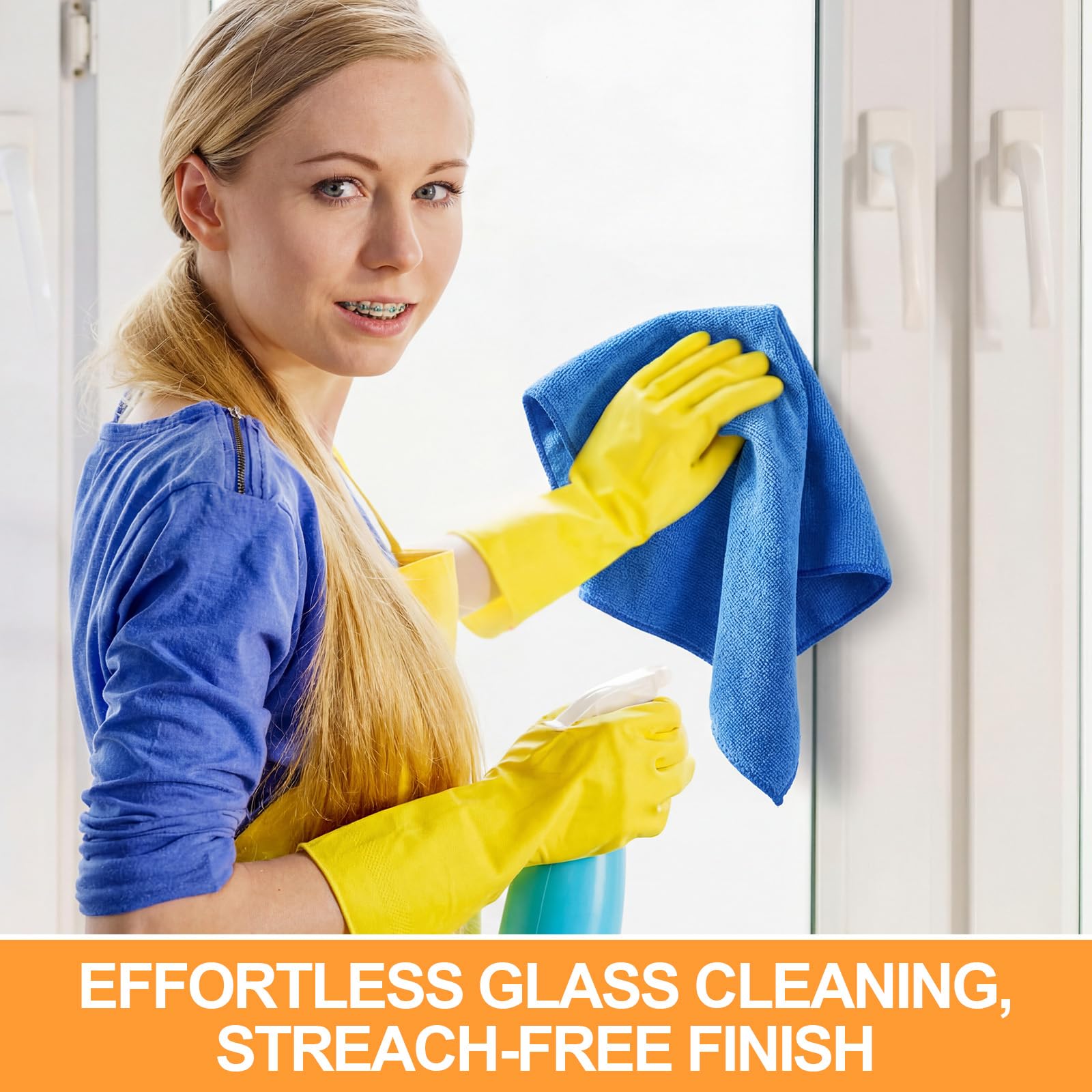 60 Pcs Microfiber Cleaning Cloths for Cars 16 x 16 Inch Ultra Absorbent Car Towels Drying Reusable Cleaning Supplies House Kitchen Window Microfiber Towel (60 Count)