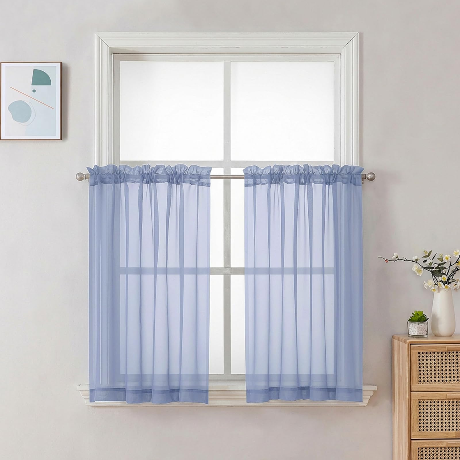 Sheer Curtains 36 inch Length 2 Panels Set (2 Count)