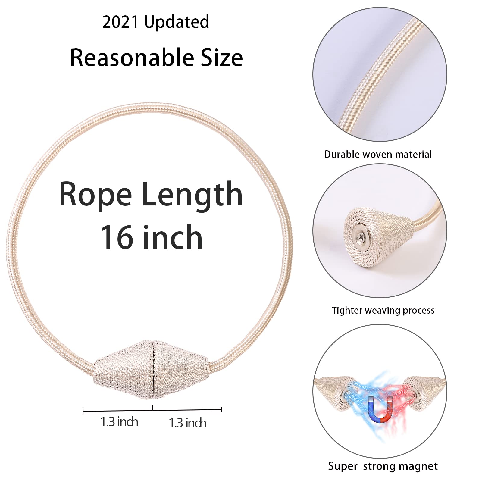 2 PCS Magnetic Curtain Tiebacks (2 Count)