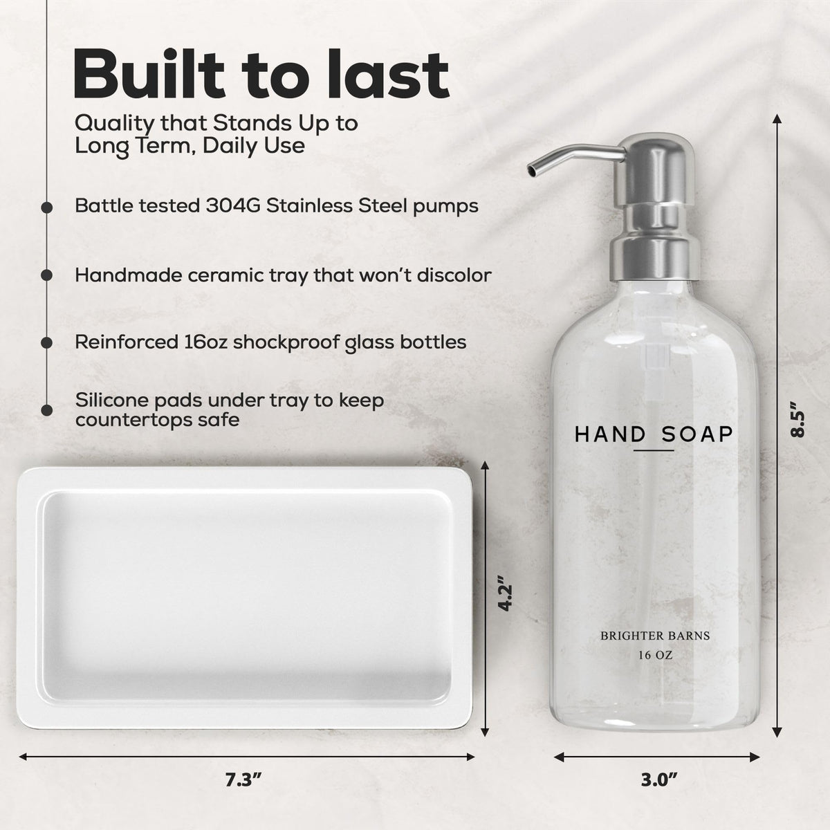 Glass Soap and Lotion Dispenser Set with Tray Set by Brighter Barns