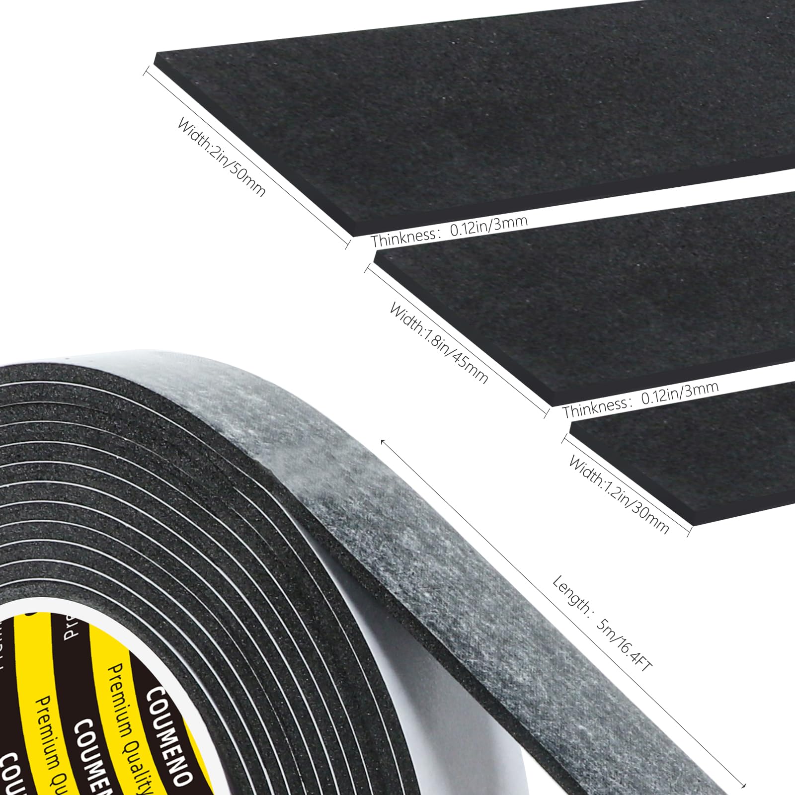 Black Foam Tape Weather Stripping Sealing Sponge (32.8 Foot)