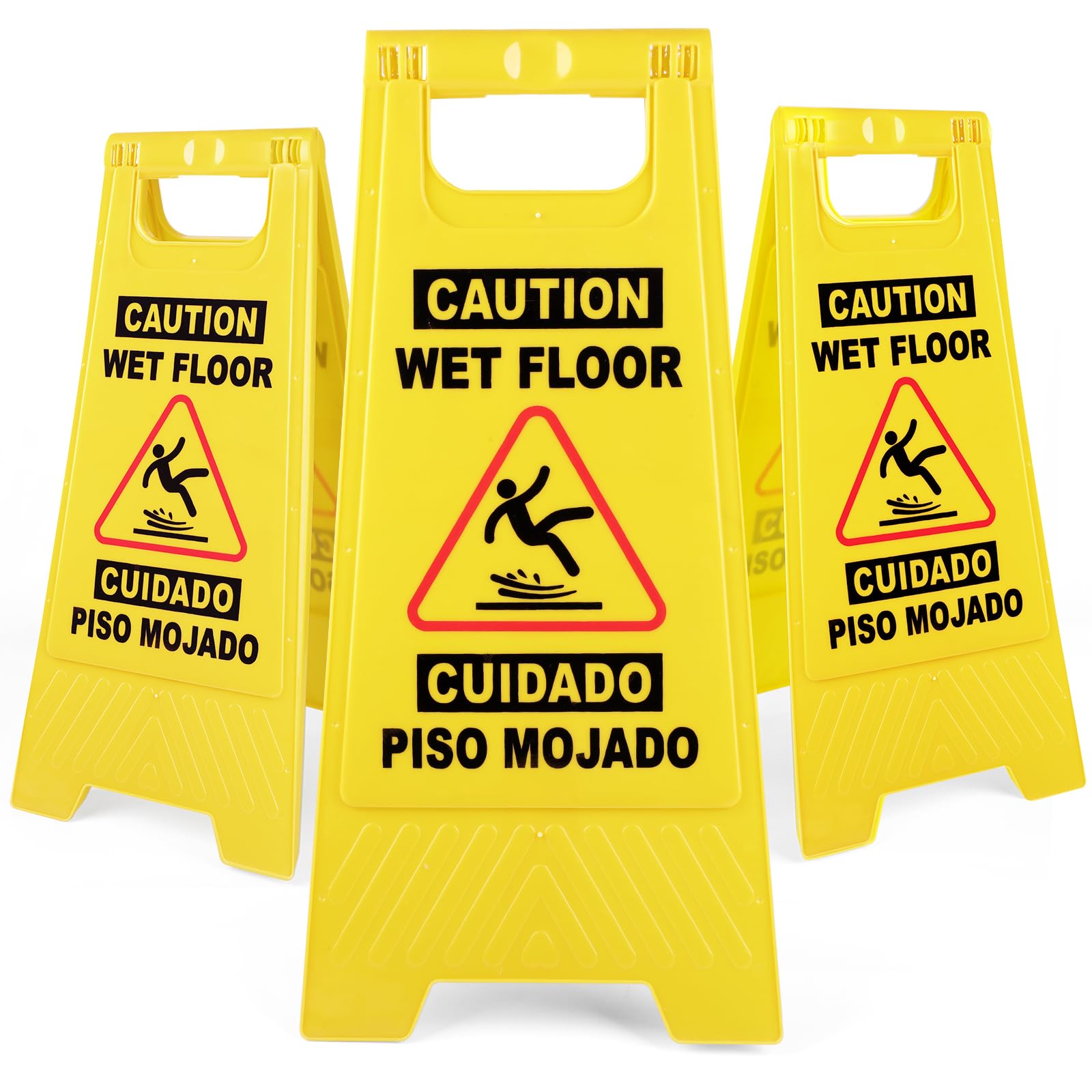3 Pack 24 IN Caution Wet Floor Sign Bilingual Foldable Safety Sign (3 Count)