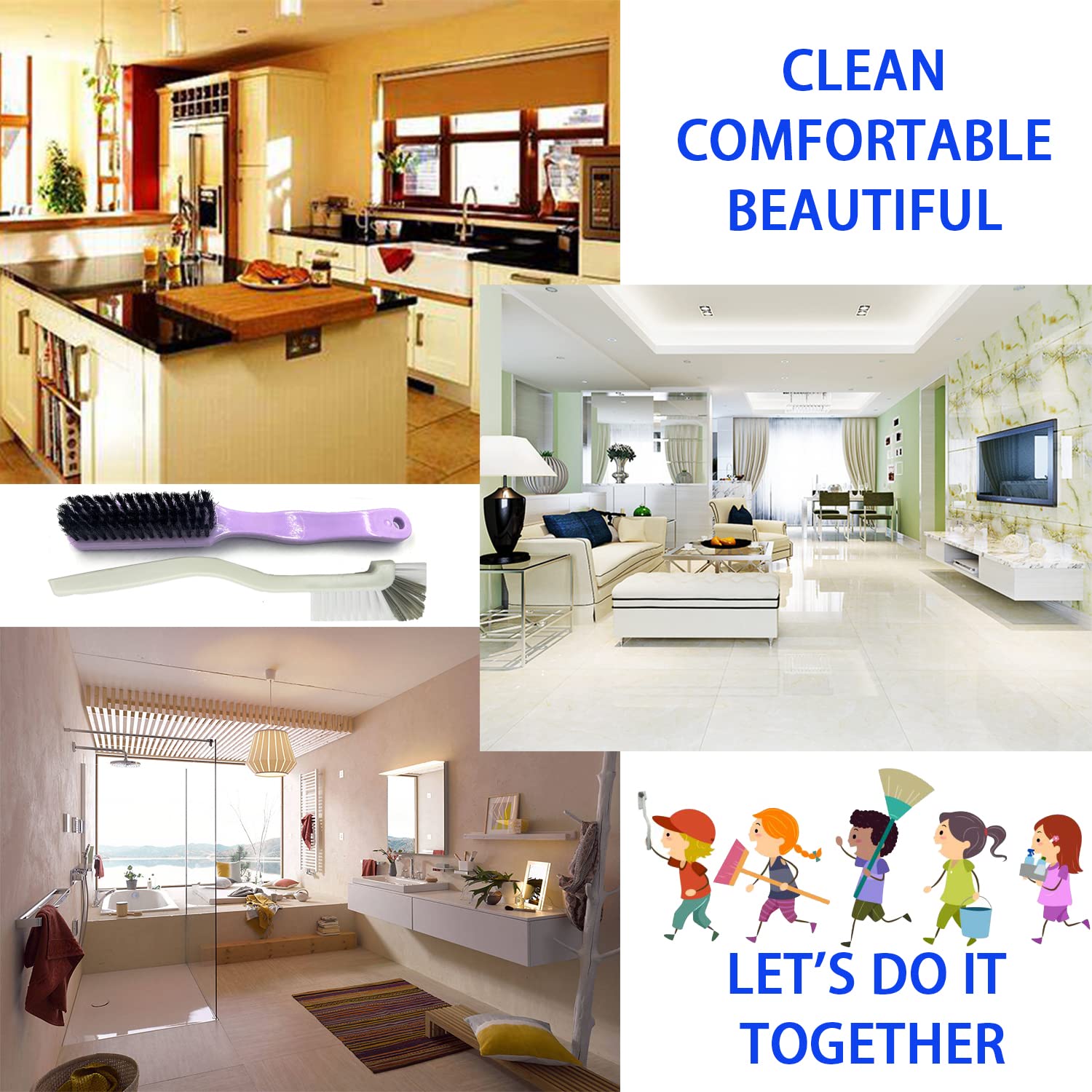 Cleaning Brushes Dish Brush Kitchen Washing Brush Set Shoe Brush Scrub Brush Home Household Cleaner Kit Floor Stiff Bristles with Adhesive Hooks Pot Pan Edge Corners Tile Lines Brush