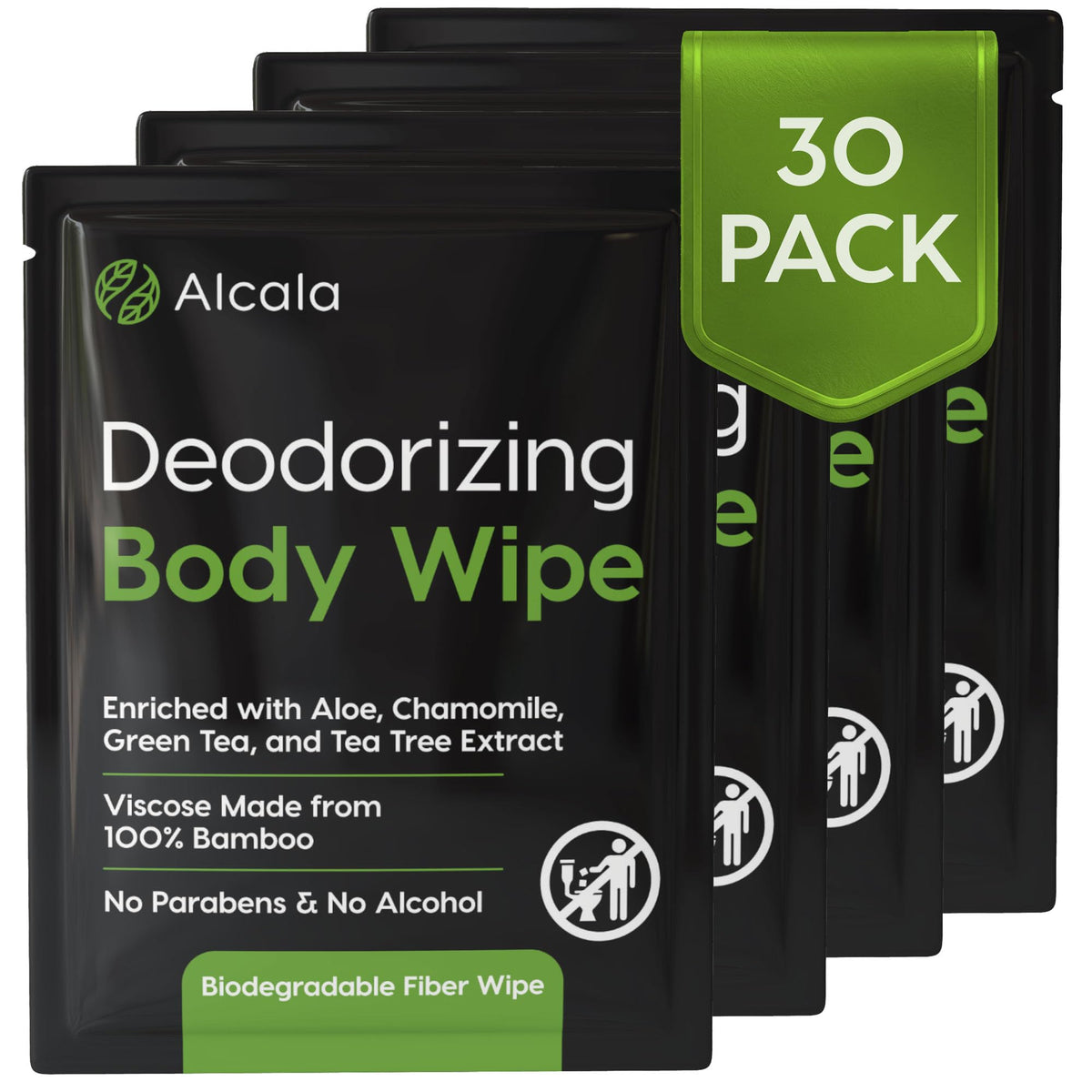 Deodorizing Body Wipes Individual Shower Wipes (30 Count)