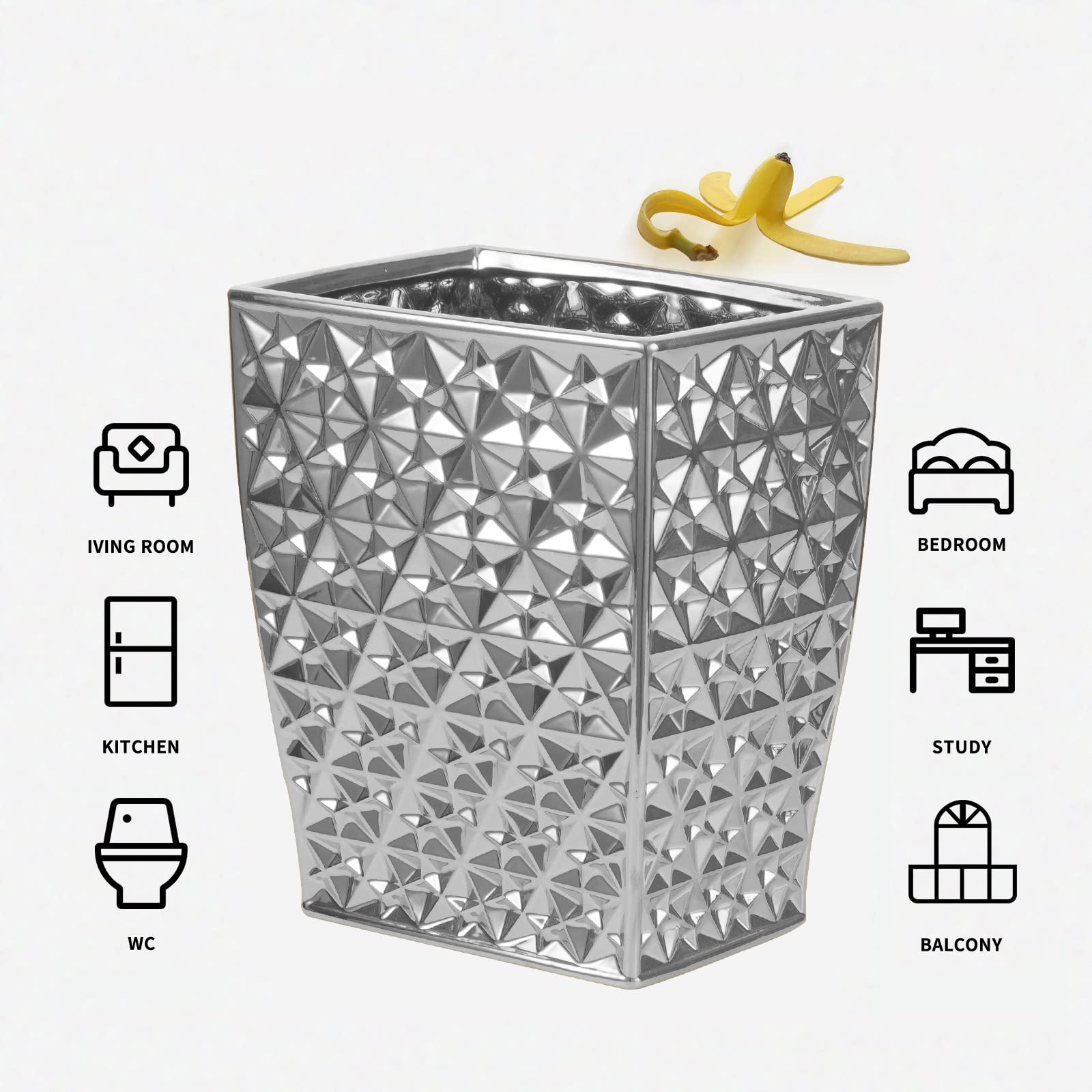 Ceramic Rectangular Small Trash Can