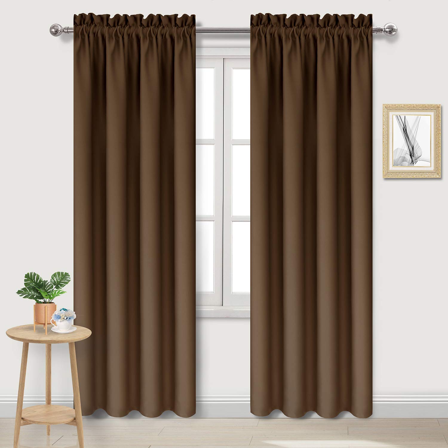 Blackout Curtains for Bedroom Living Room 38 x 84 Inch Long Brown (2 Count)