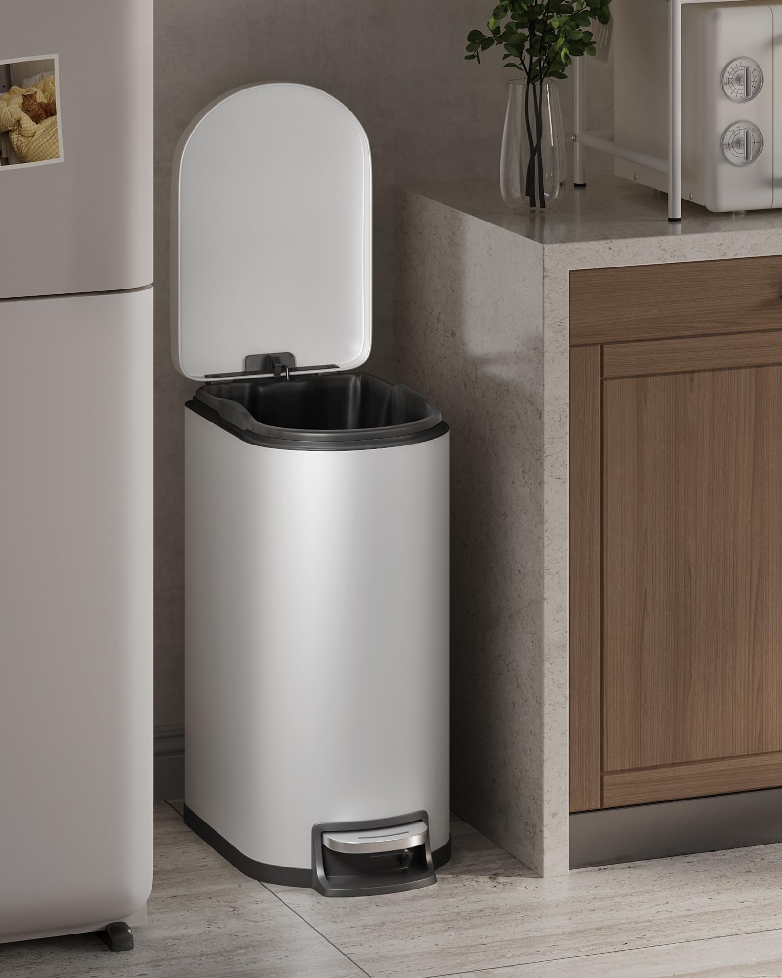 13 gal 50 L Metal Kitchen Trash Can with Lid