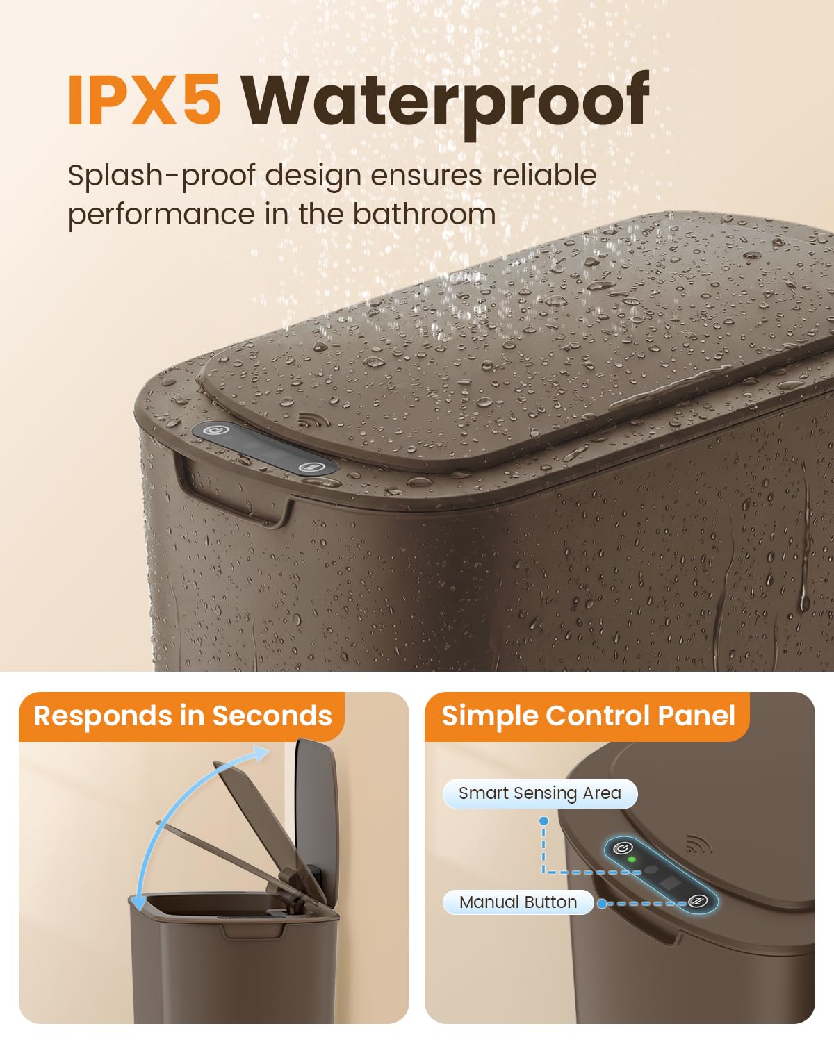 5 Gallon Automatic Bathroom Trash Can with Lid