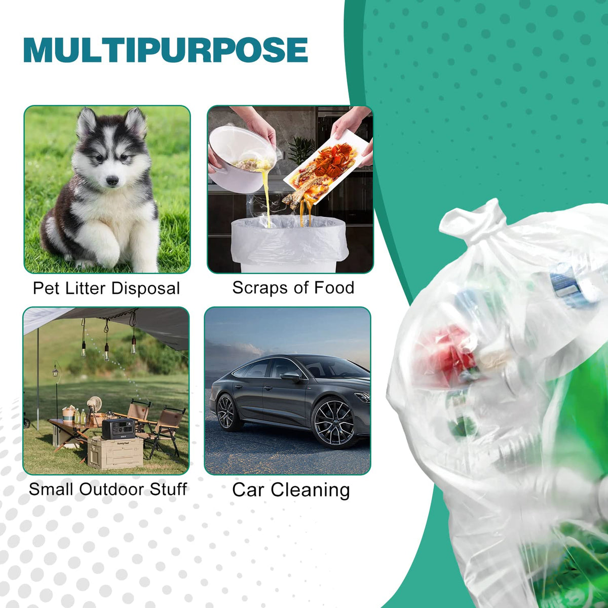 Medium 8 Gallon Trash Bags Unscented (120 Count)