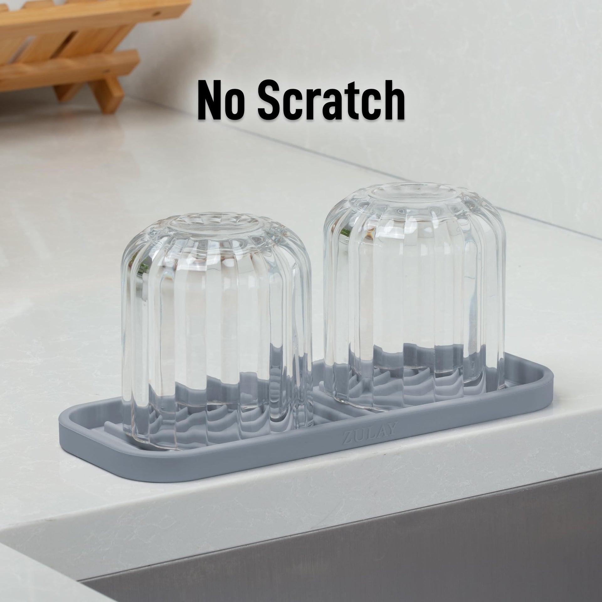 9x3.5in) Sponge Holder for Kitchen Sink - Flexible Heavy-Duty Multipurpose Sink Caddy - Counter Organizer for Kitchen, Bathroom, Makeup, Trinkets & More! (Grey)