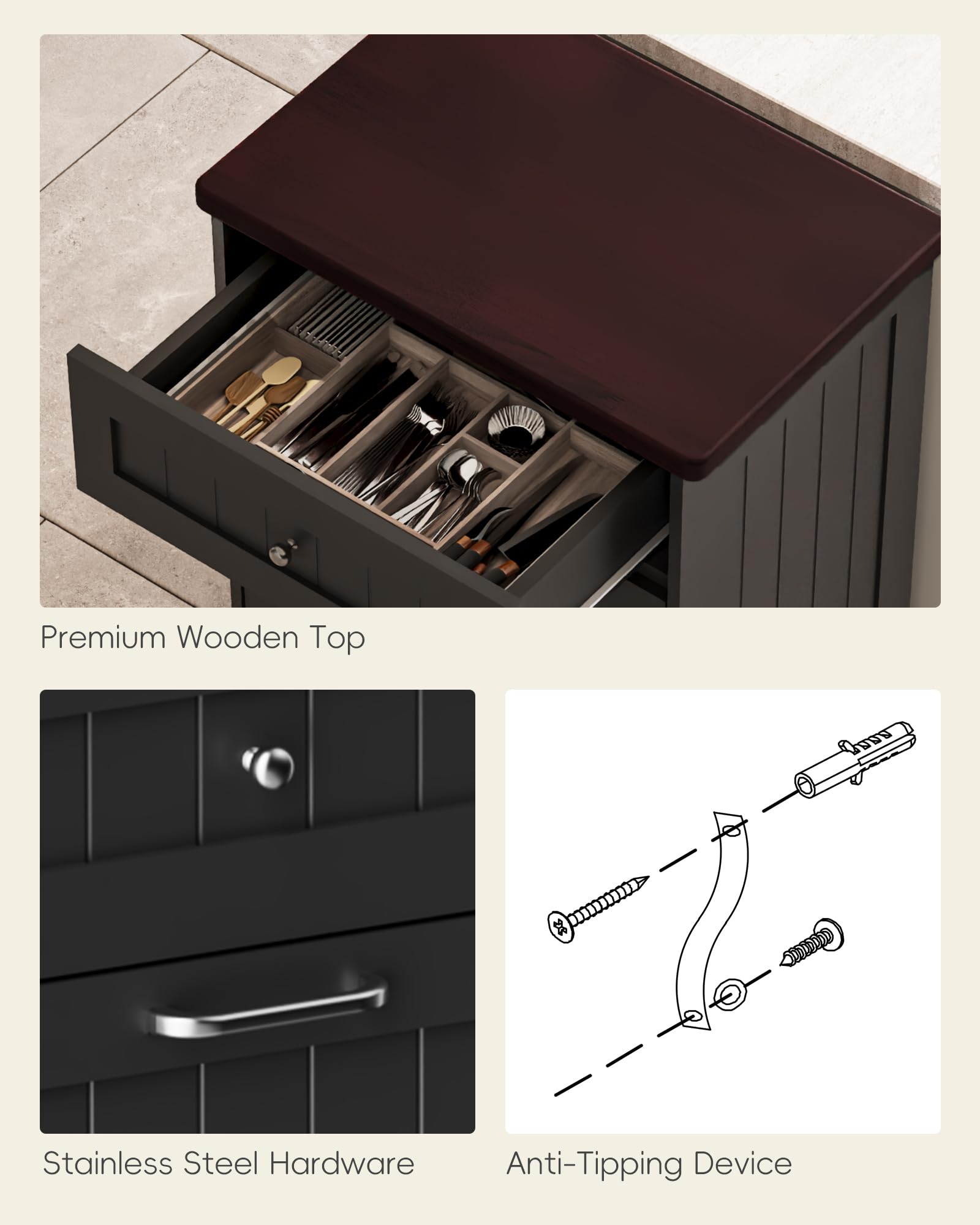 10 Gallon Tilt Out Trash Cabinet with Big Storage Drawer
