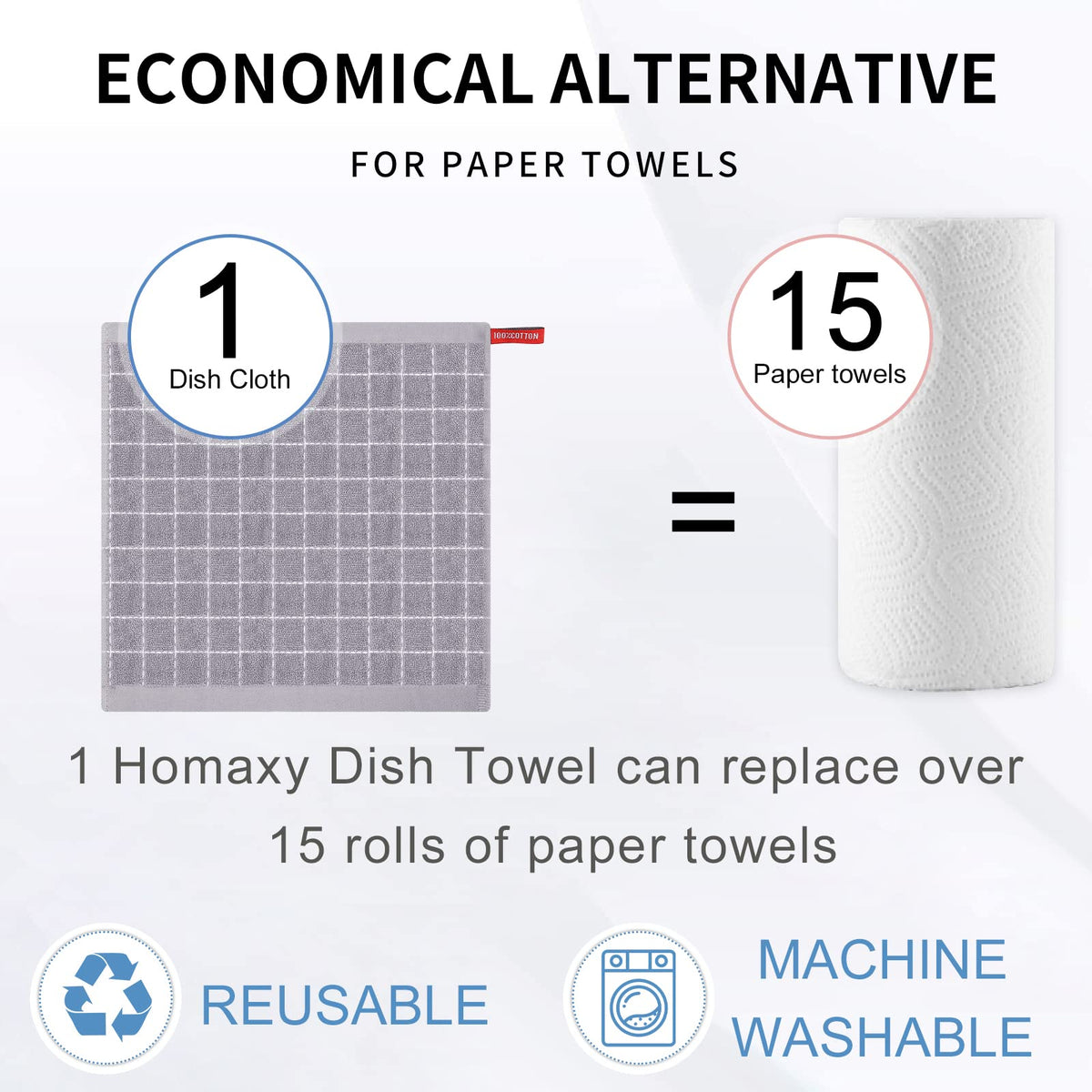 100% Cotton Terry Kitchen Dish Cloths (6 Count)