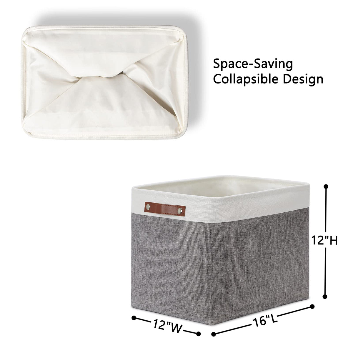Storage Baskets Large 16"x12"x12" Rectangular Storage Bins Baskets for Organizing [2 Pack] Fabric Collapsible Storage Organizer for Home (2 Count)