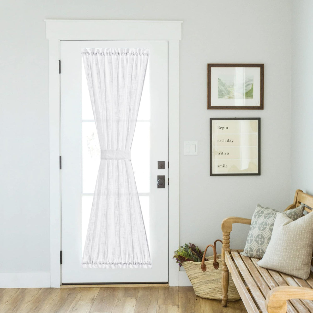 French Door Curtain Panel Linen Look Classroom Window Shade